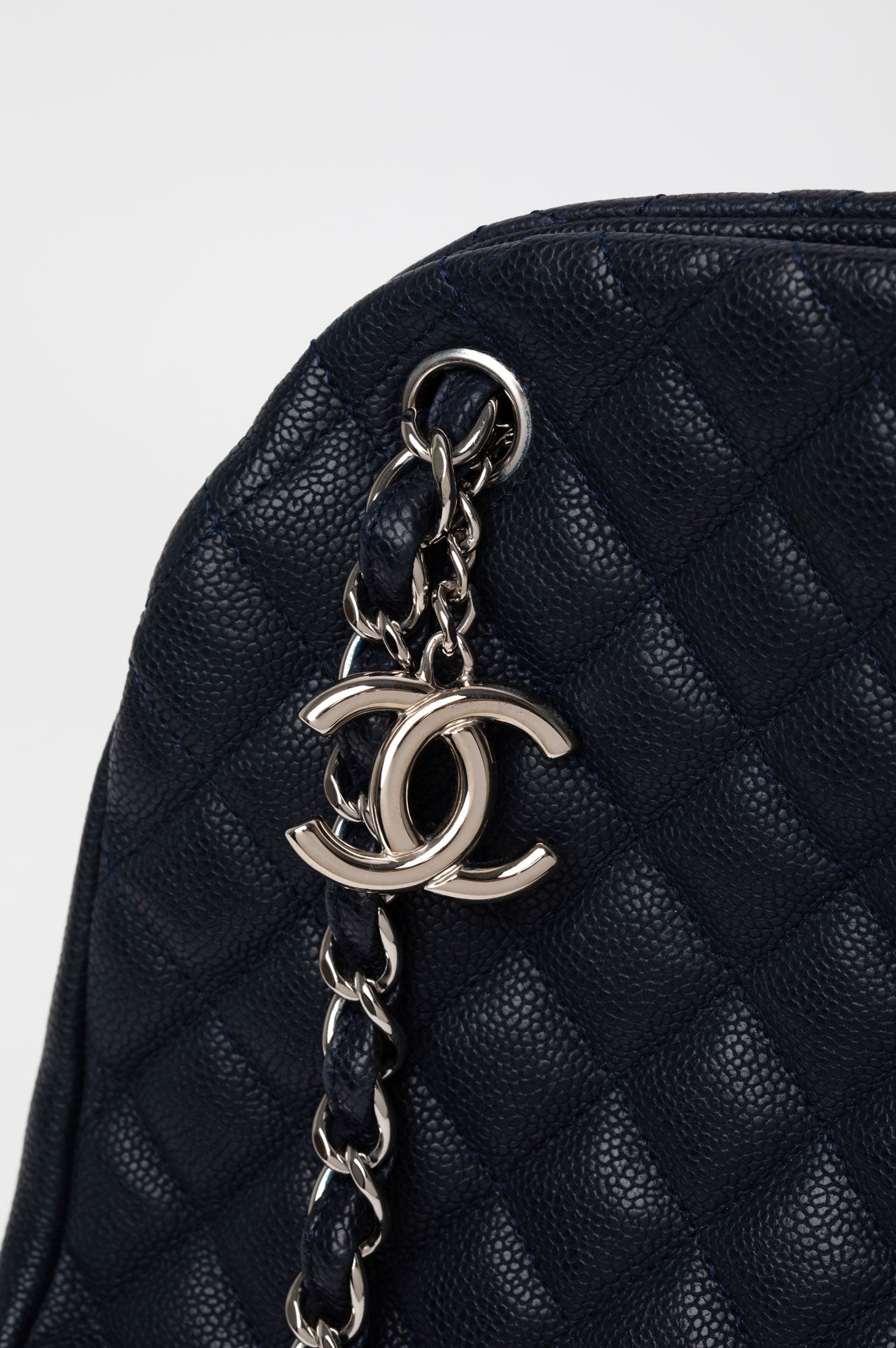 Chanel Blue Leather Mademoiseelle Bowler Bag