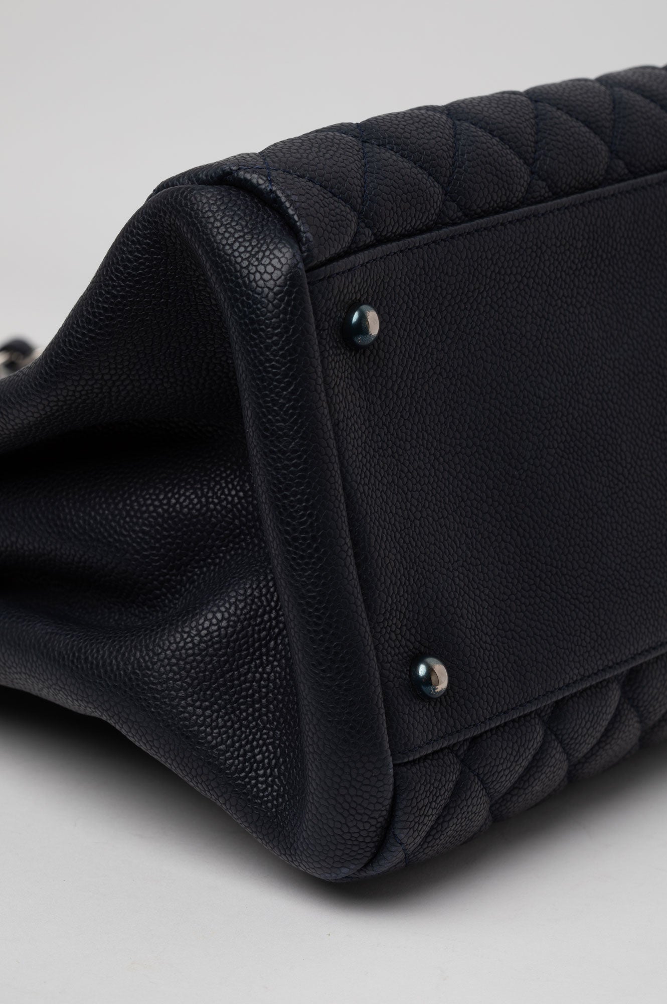 Chanel Blue Leather Mademoiseelle Bowler Bag