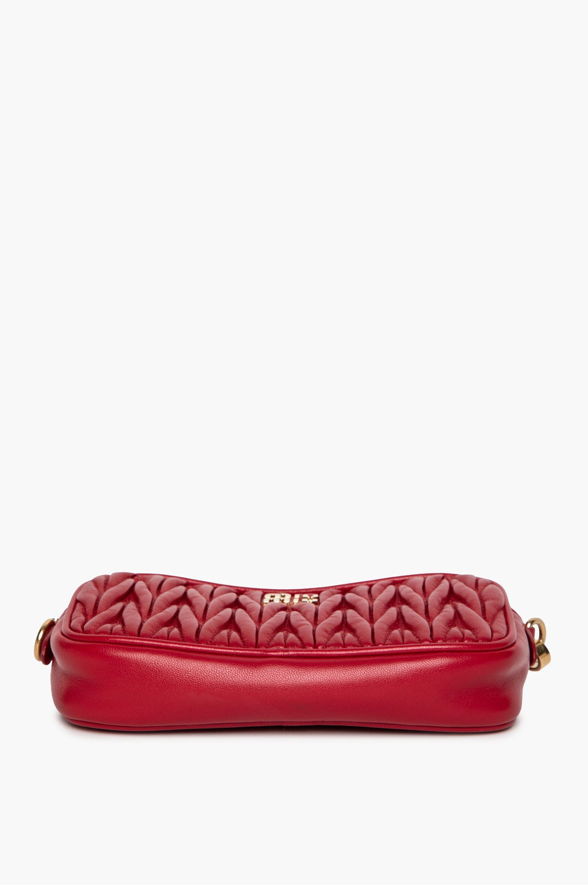 Miu Miu Red Nappa Leather Matelassé Wristlet Pouch