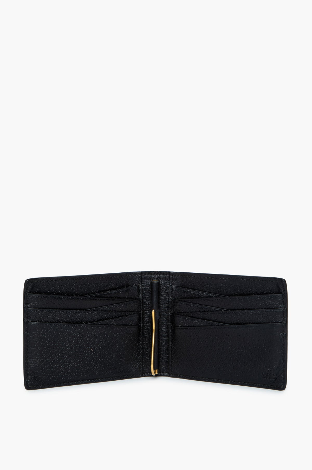 Gucci Black Leather GG Marmont Bifold Money Clip Wallet