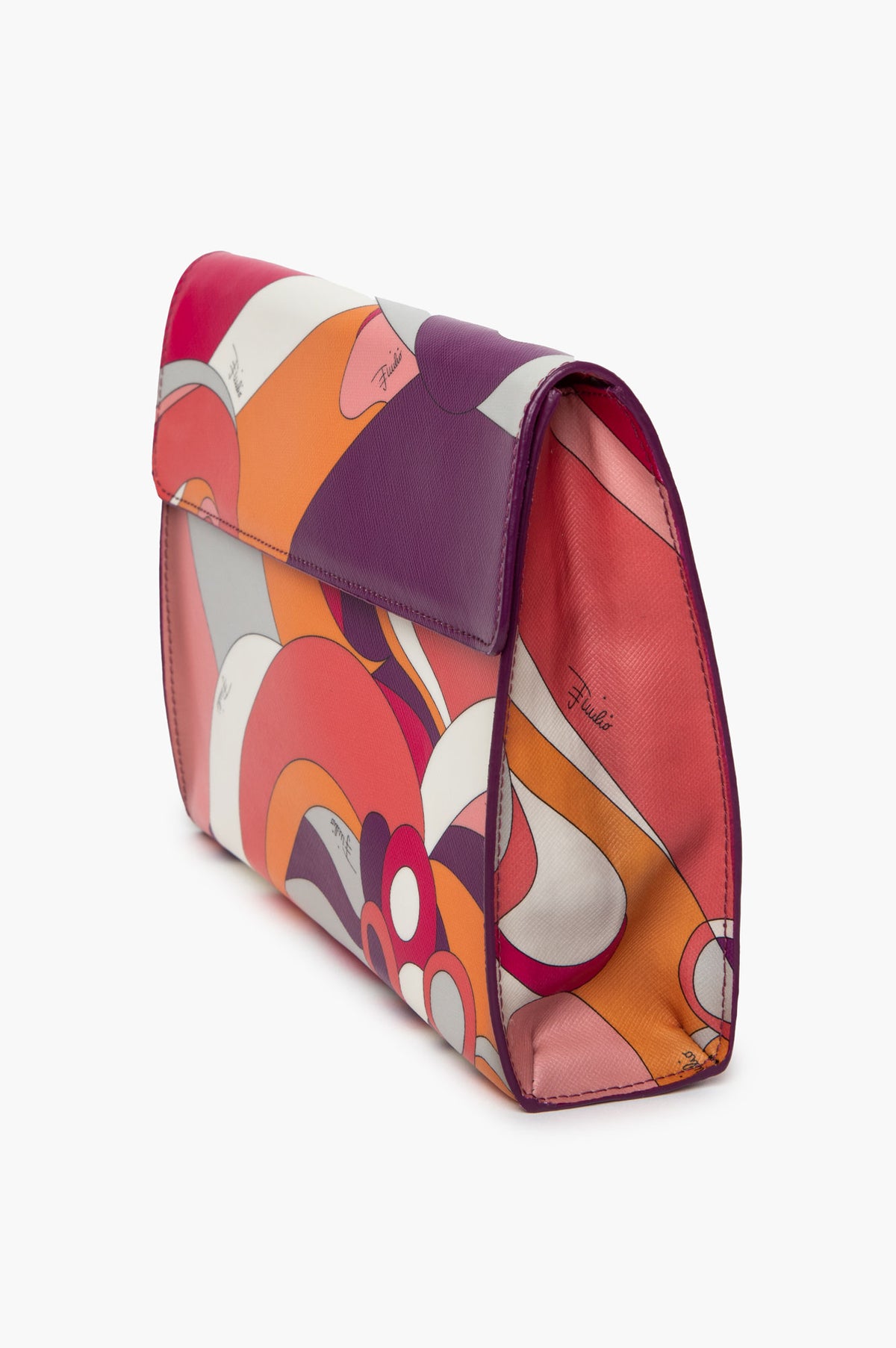 Emilio Pucci Multicolour Print Coated Canvas Clutch