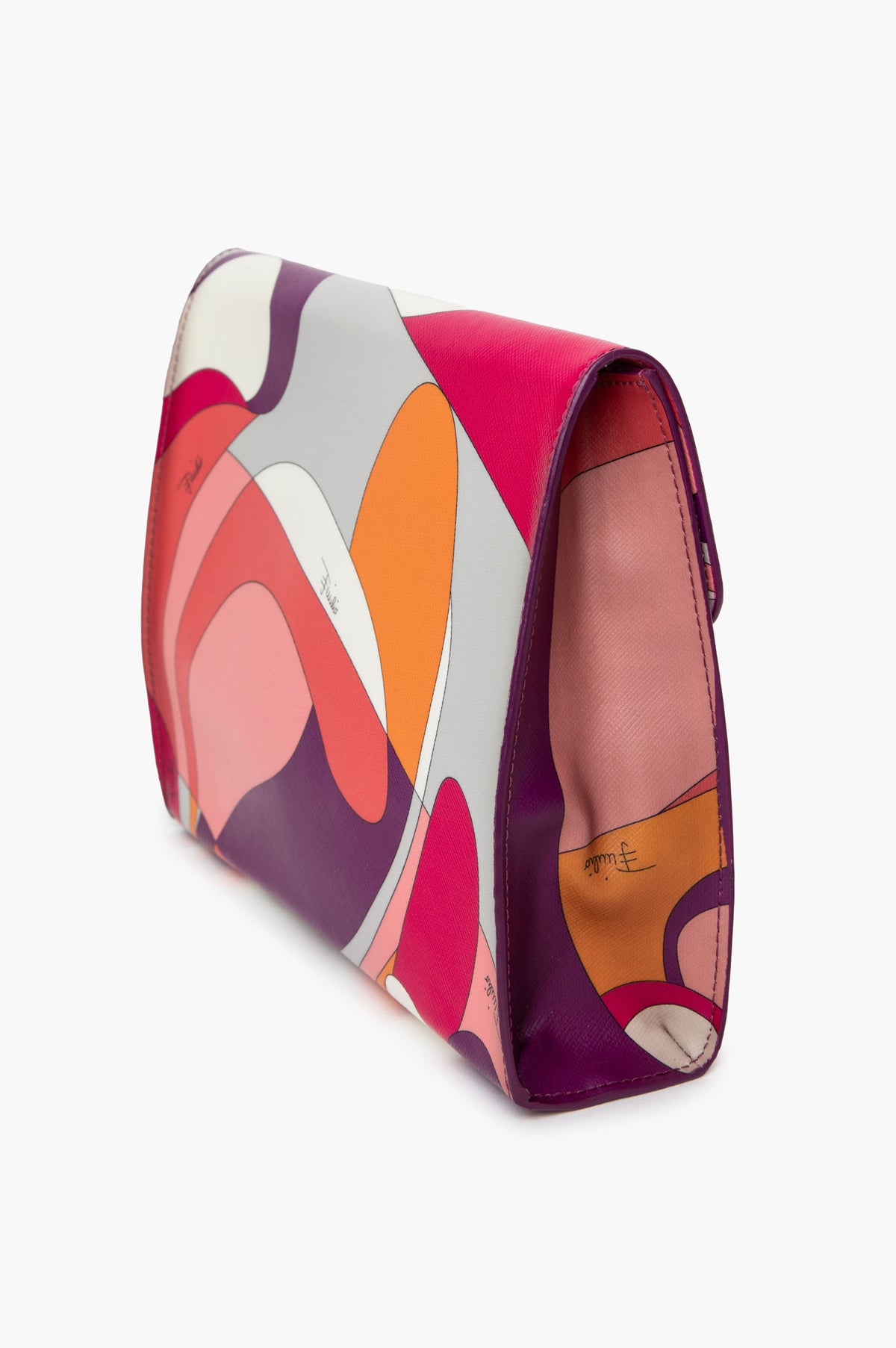 Emilio Pucci Multicolour Print Coated Canvas Clutch