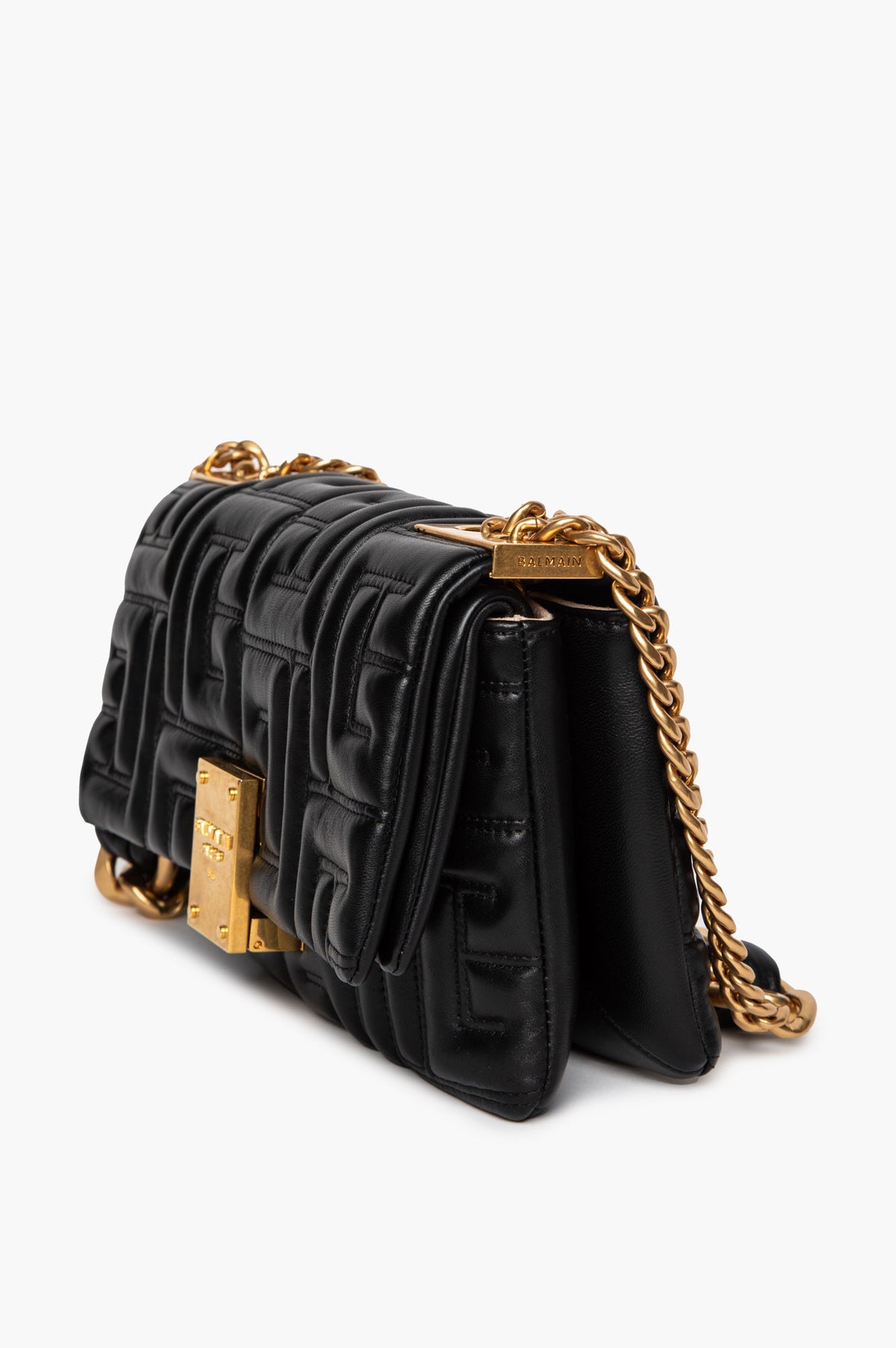 Balmain Black Soft Quilted Lambskin Mini 1945 Shoulder Bag