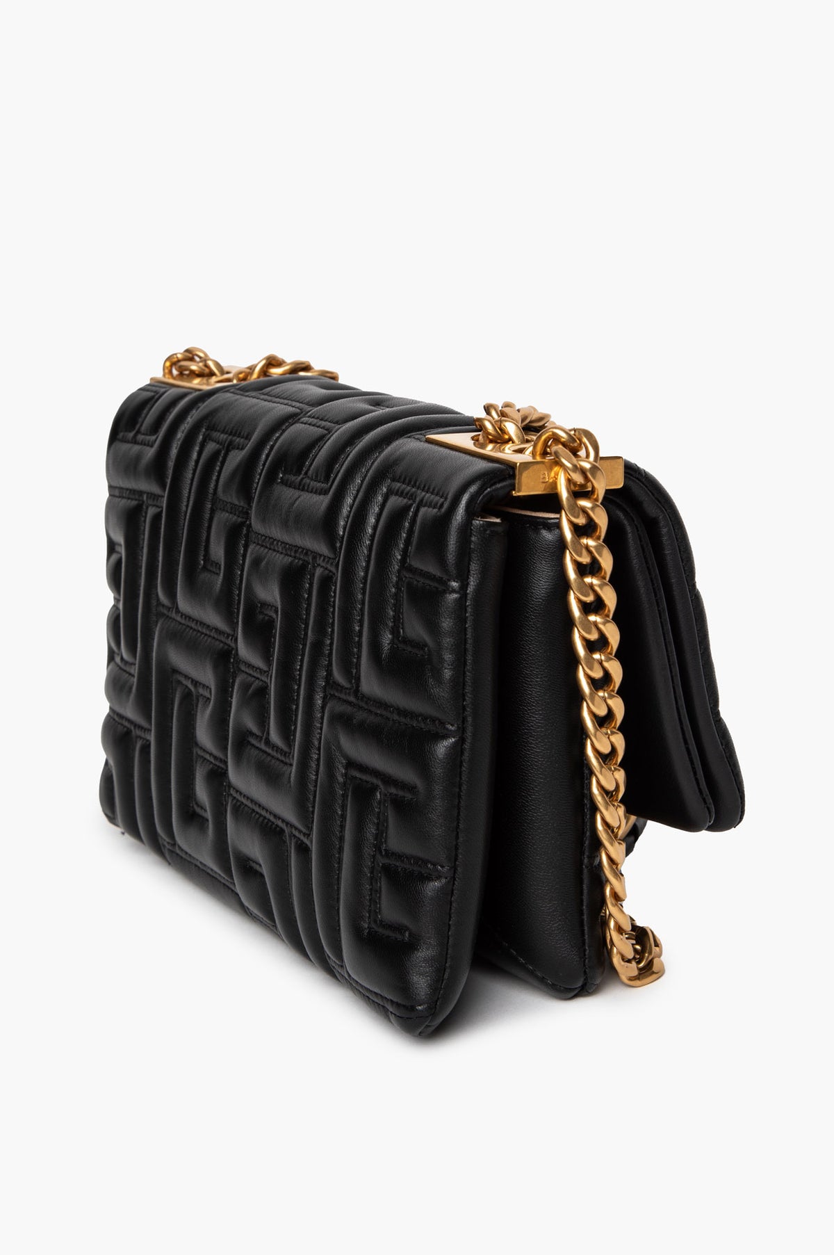 Balmain Black Soft Quilted Lambskin Mini 1945 Shoulder Bag