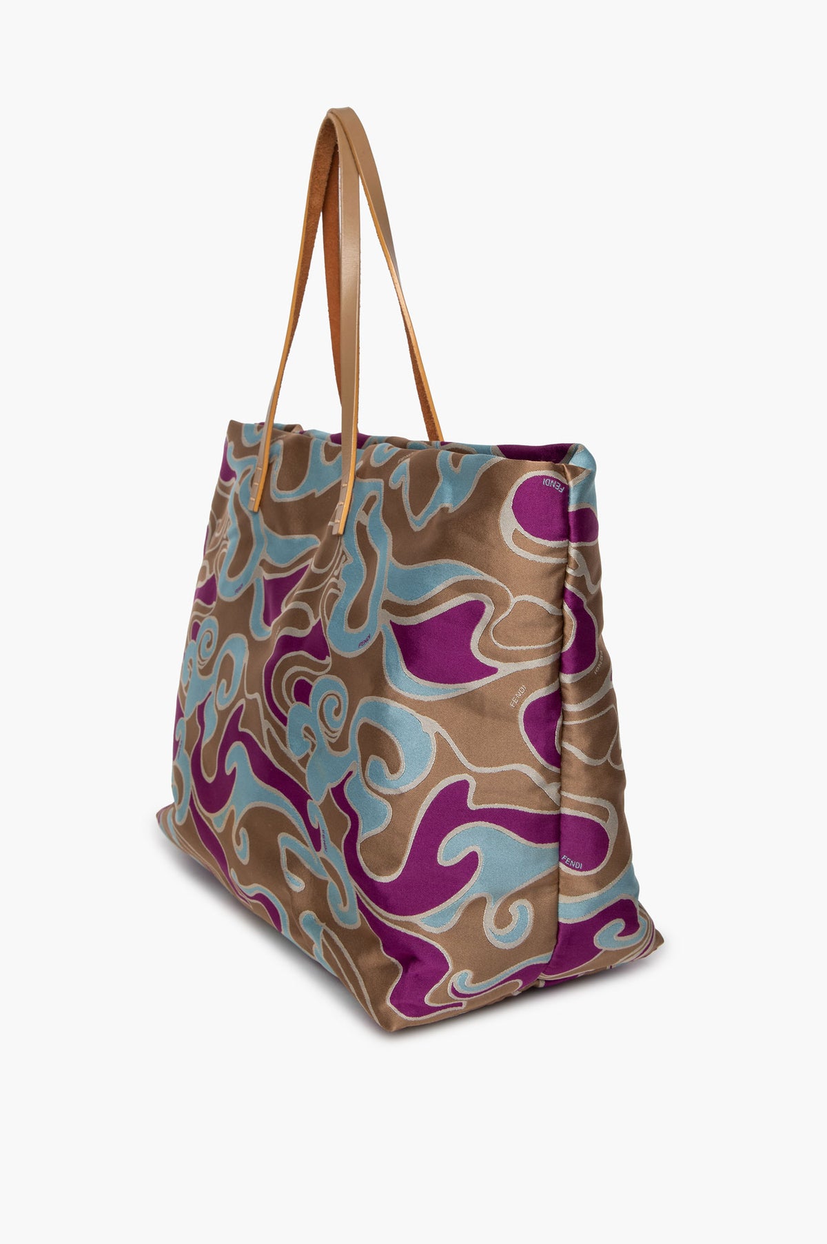 Fendi Multicolor Psychadelic Swirl Satin Tote Bag