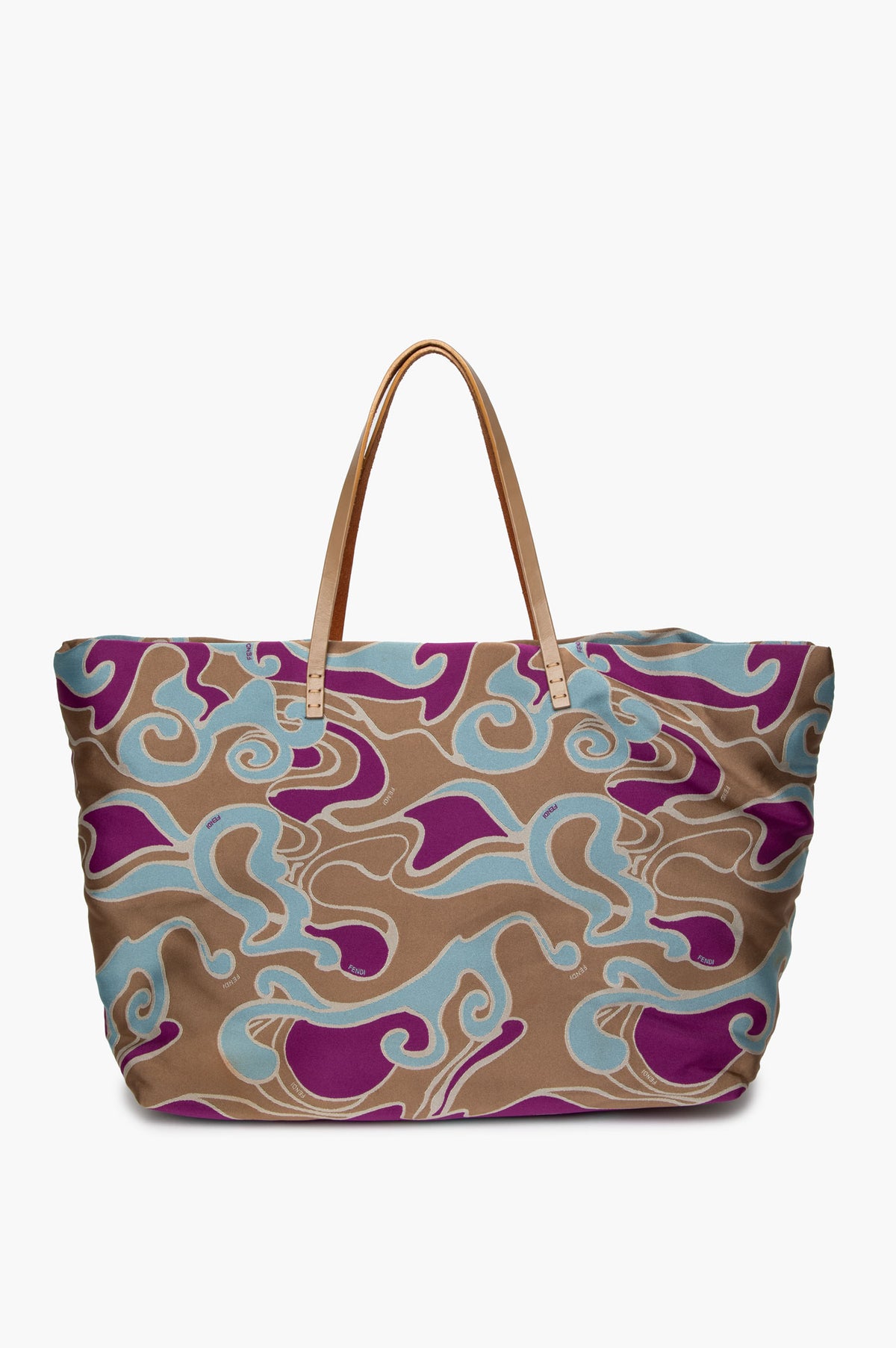 Fendi Multicolor Psychadelic Swirl Satin Tote Bag