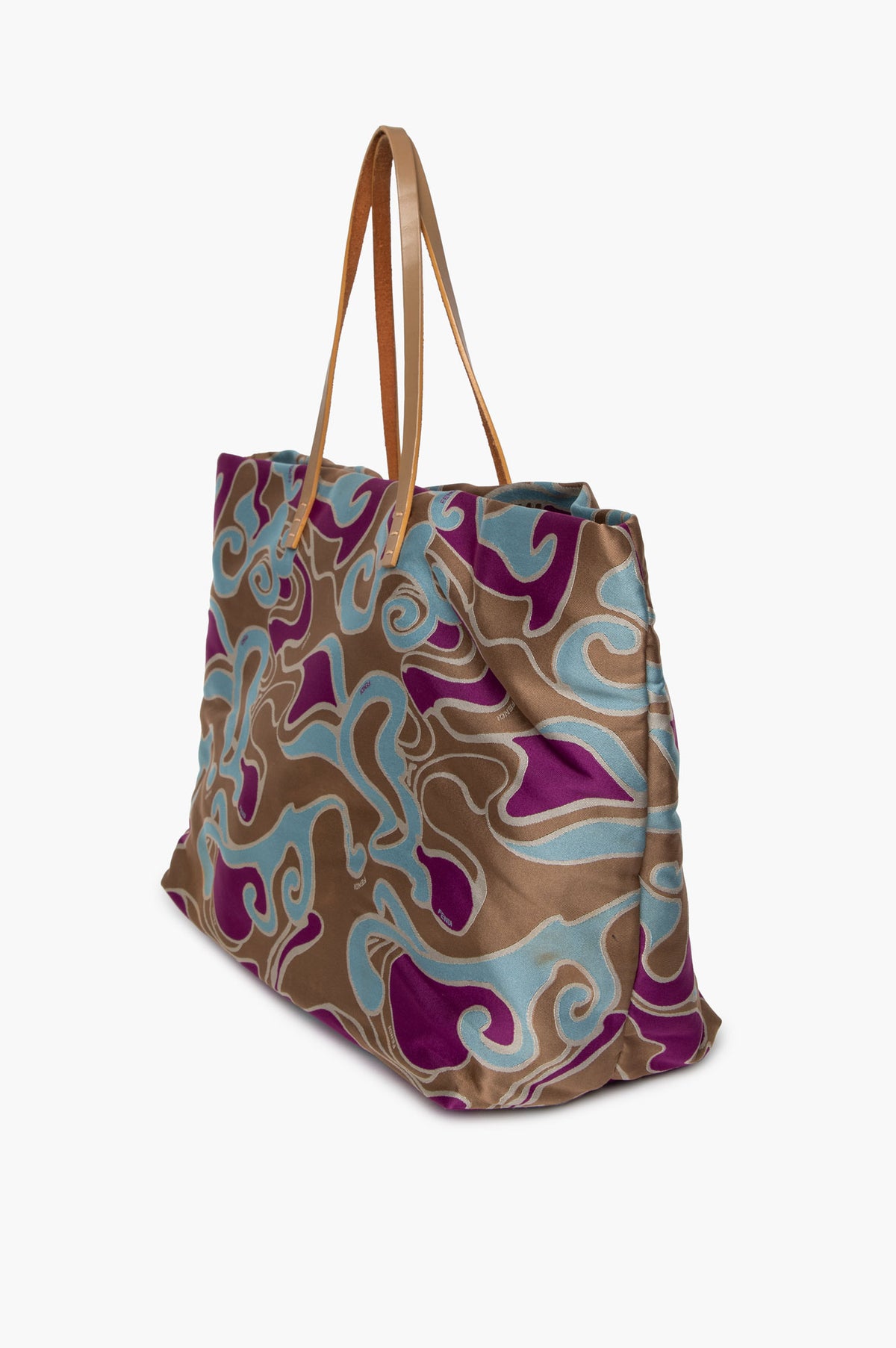 Fendi Multicolor Psychadelic Swirl Satin Tote Bag
