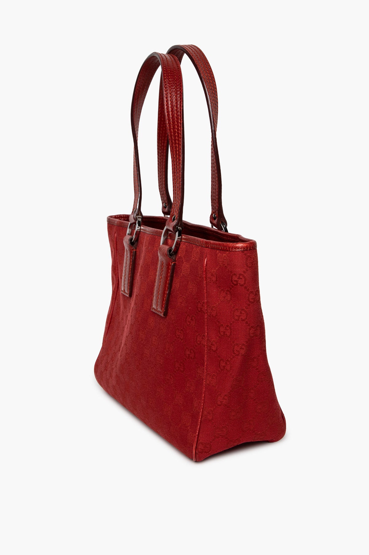 Gucci Red GG Monogram Canvas Shoulder Tote