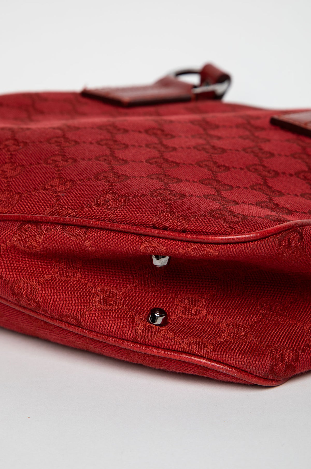 Gucci Red GG Monogram Canvas Shoulder Tote