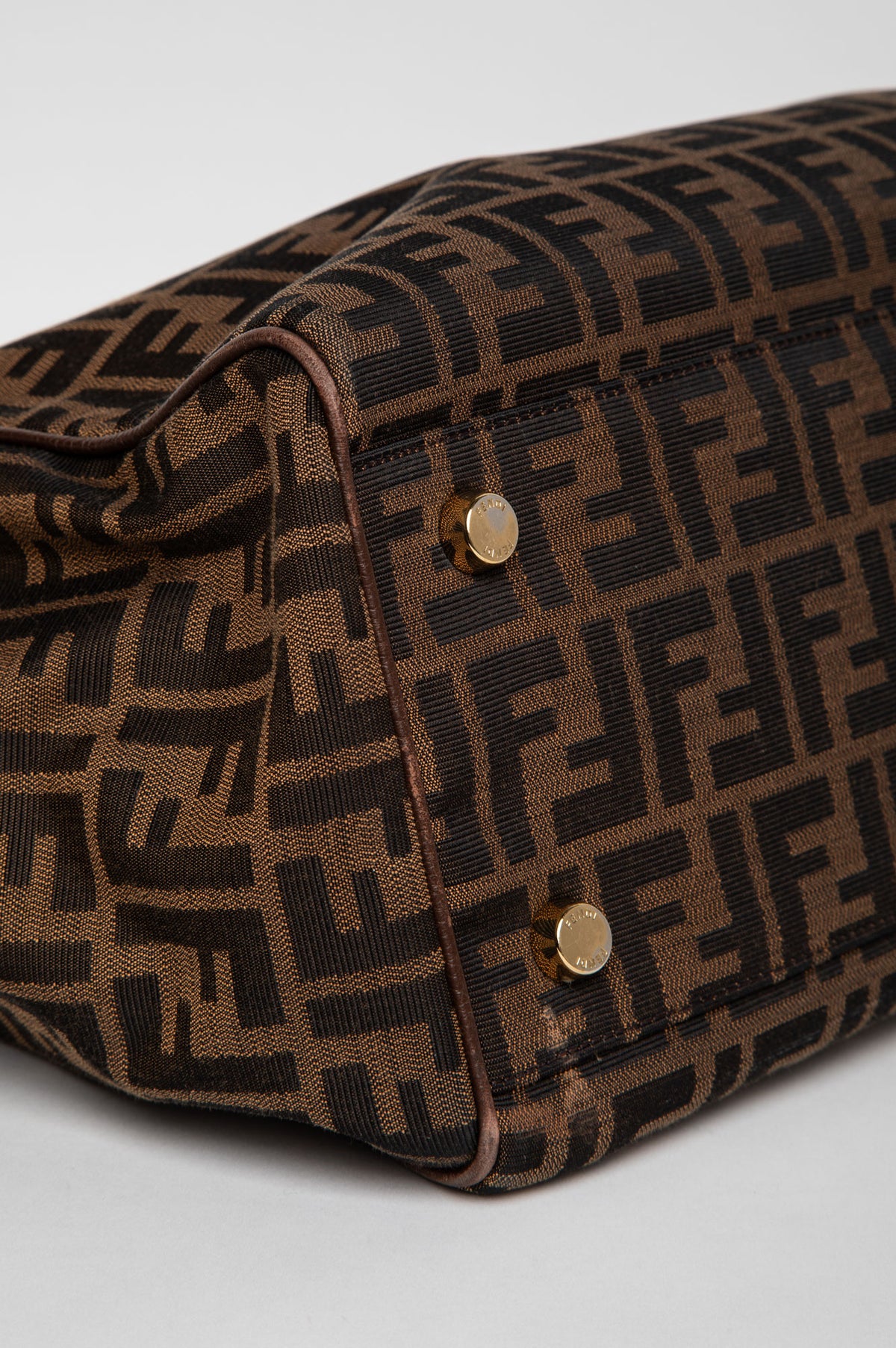 Fendi Tobacco Zucca Canvas Large Double Zip Tote Bag