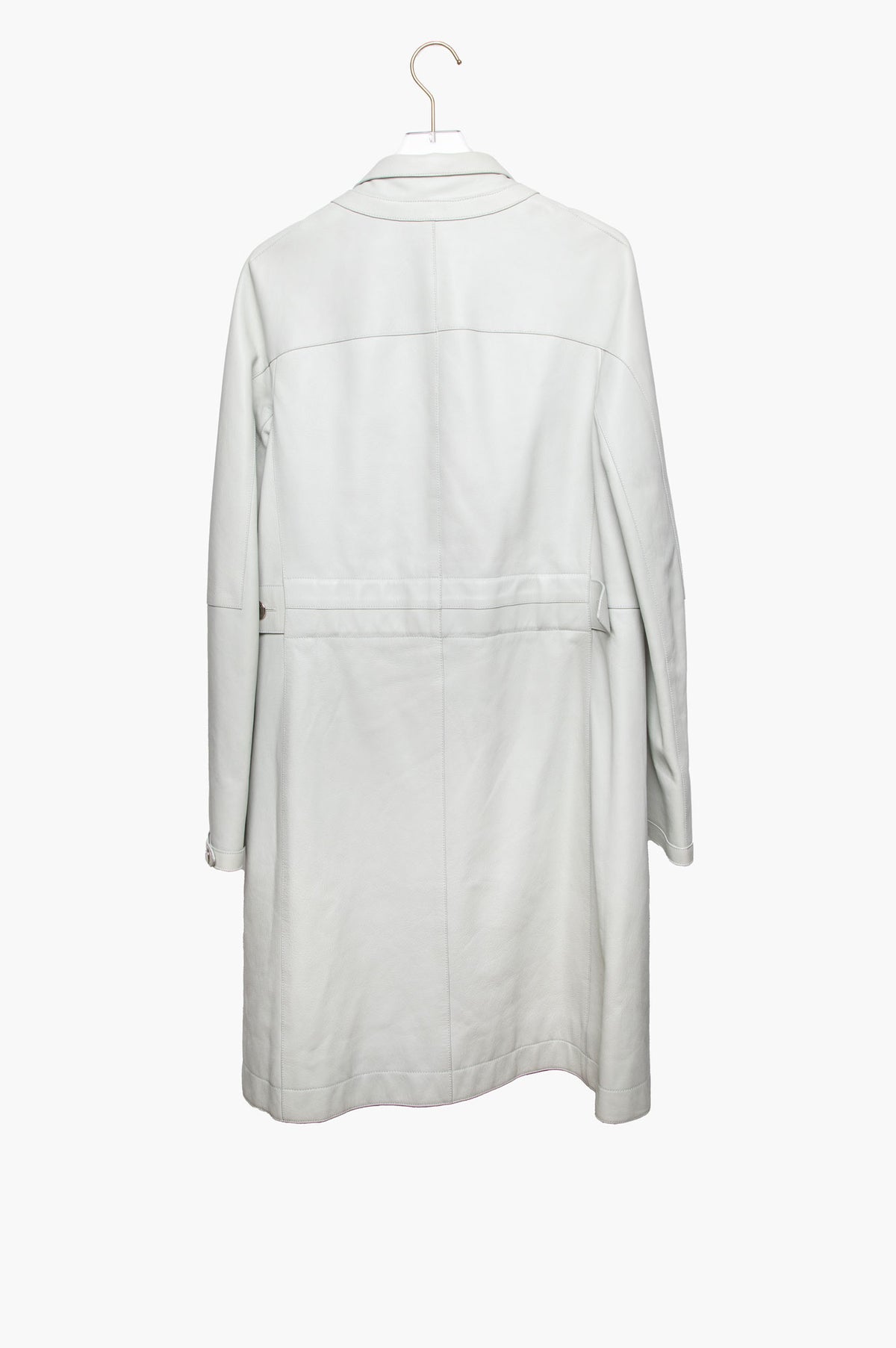 Hermès Gris Neve Chevre Mysore Leather Coat