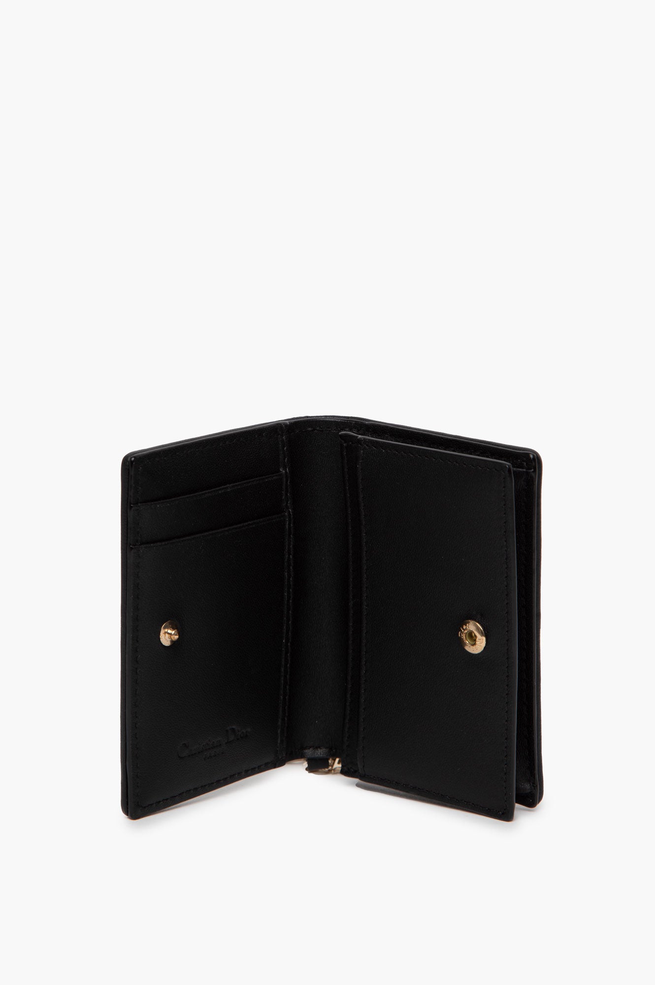Christian Dior Black Mini Lady Dior Gardenia Wallet
