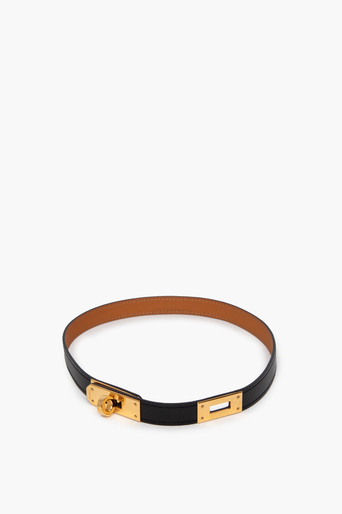Hermes Black Kelly Leather GHW Necklace