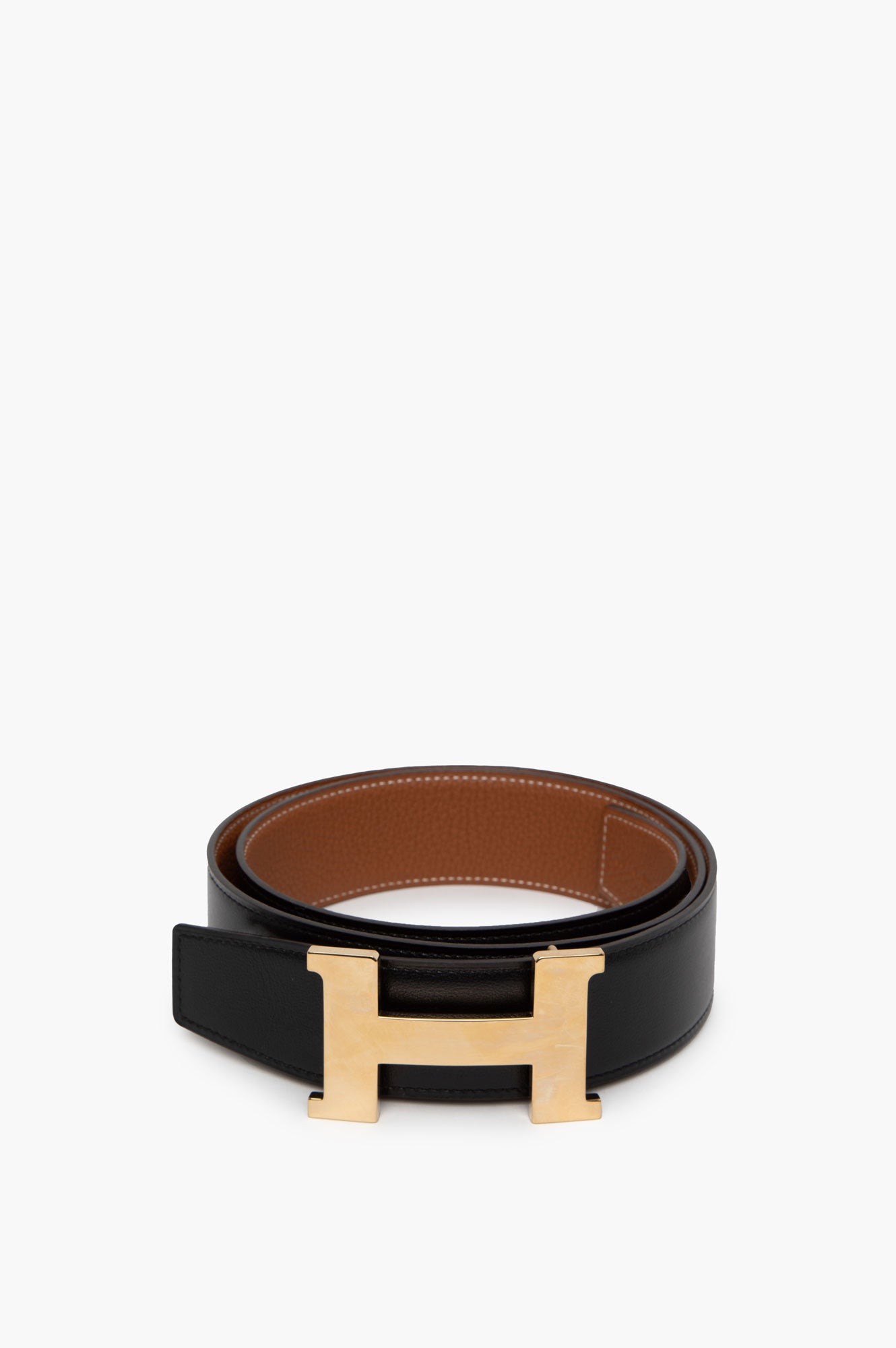 Hermes Champagne H Buckle Reversible 38 mm Belt Size 110