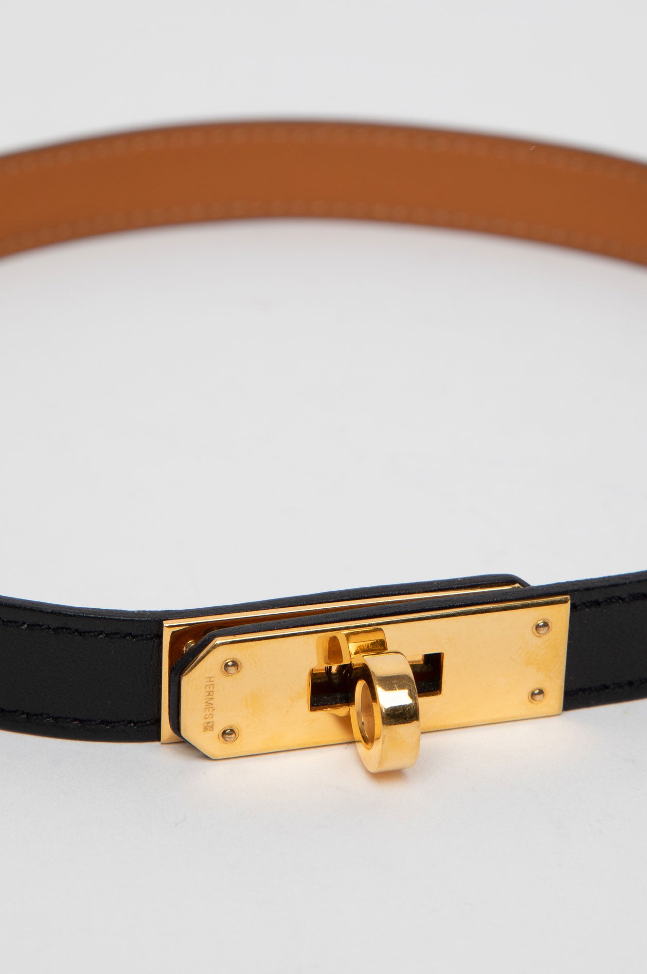 Hermes Black Kelly Leather GHW Necklace