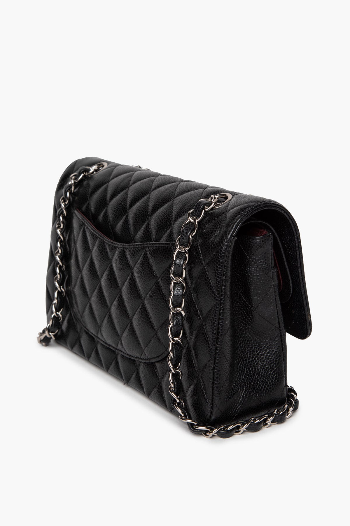 Chanel Black Caviar Silver Hardware Medium Classic Flap Bag