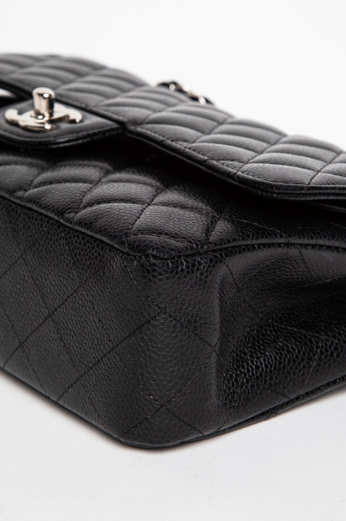 Chanel Black Caviar Silver Hardware Medium Classic Flap Bag