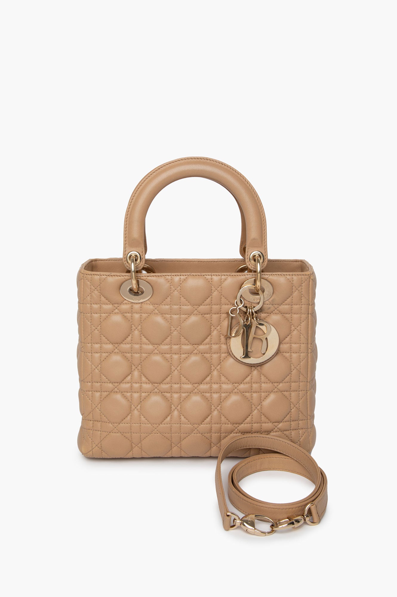 Christian Dior Beige Medium Lady Dior Bag