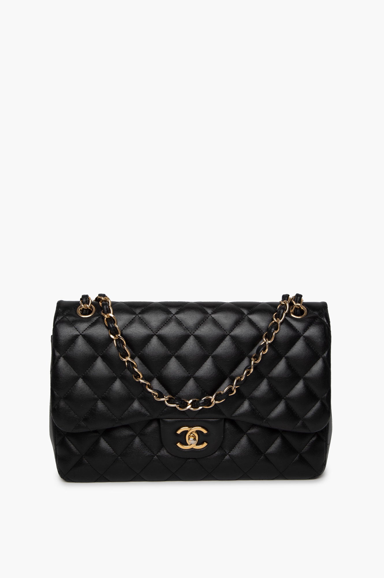 Chanel Black Lambskin Classic Flap Jumbo Bag