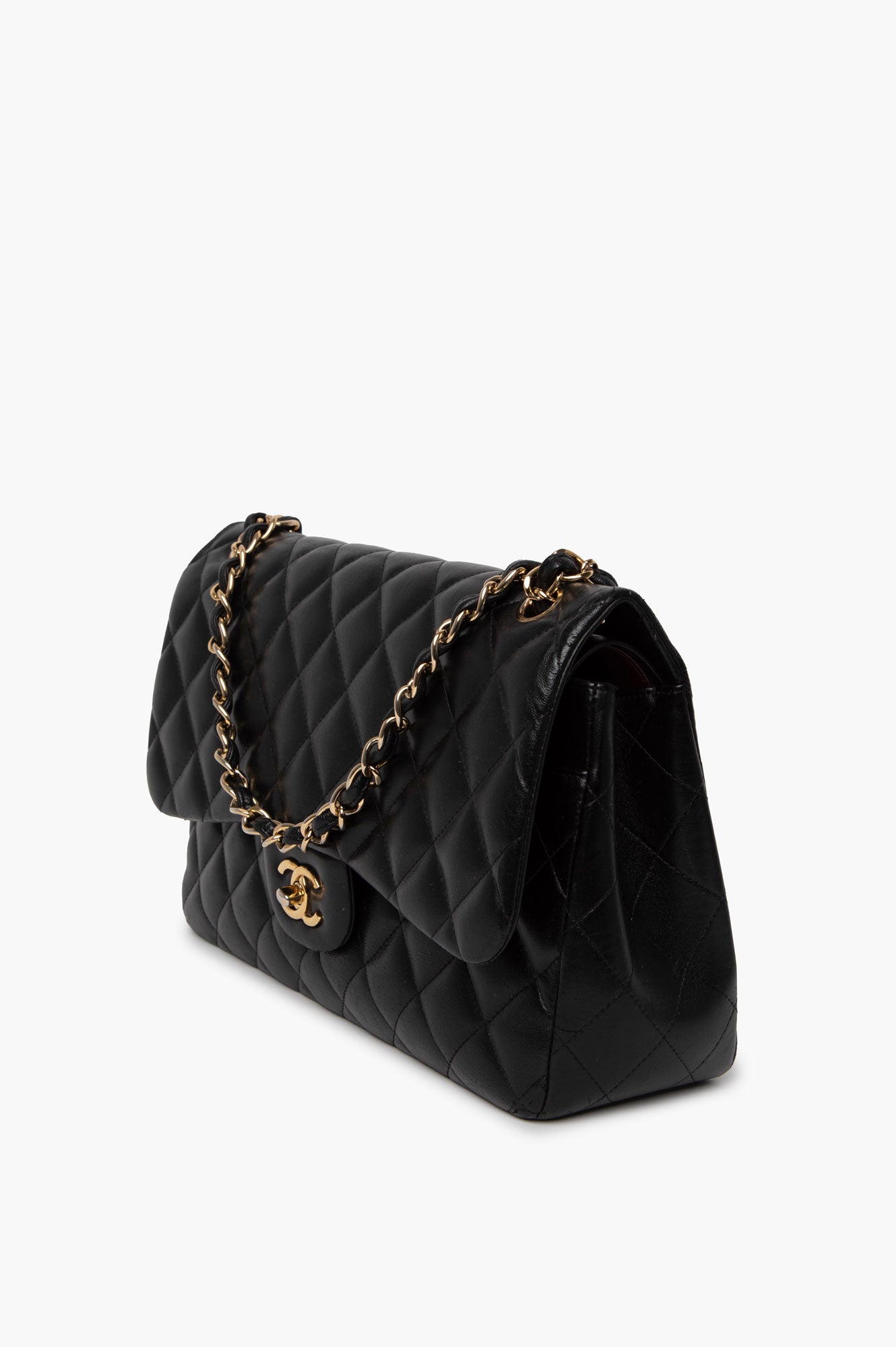 Chanel Black Lambskin Classic Flap Jumbo Bag