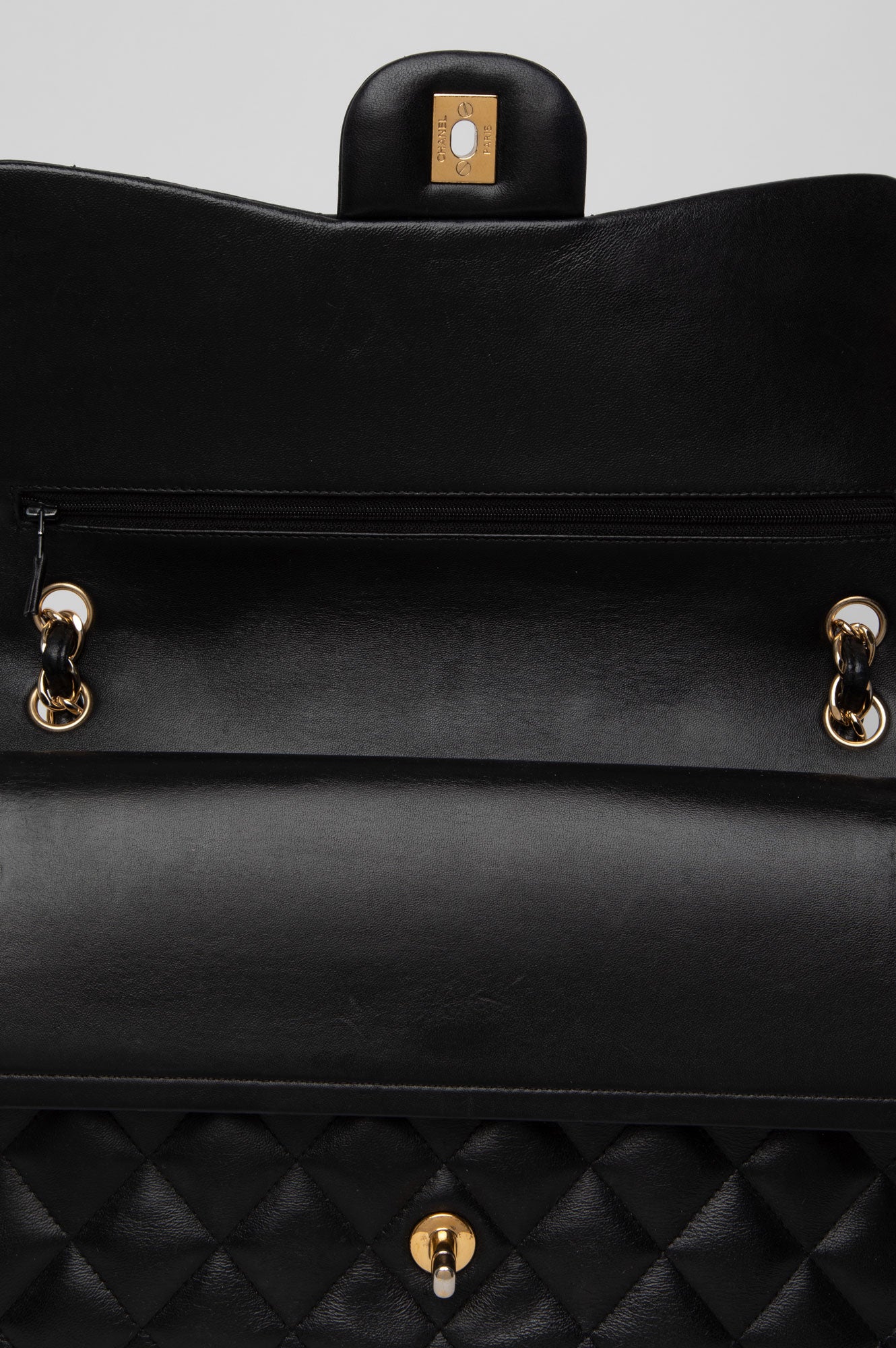 Chanel Black Lambskin Classic Flap Jumbo Bag