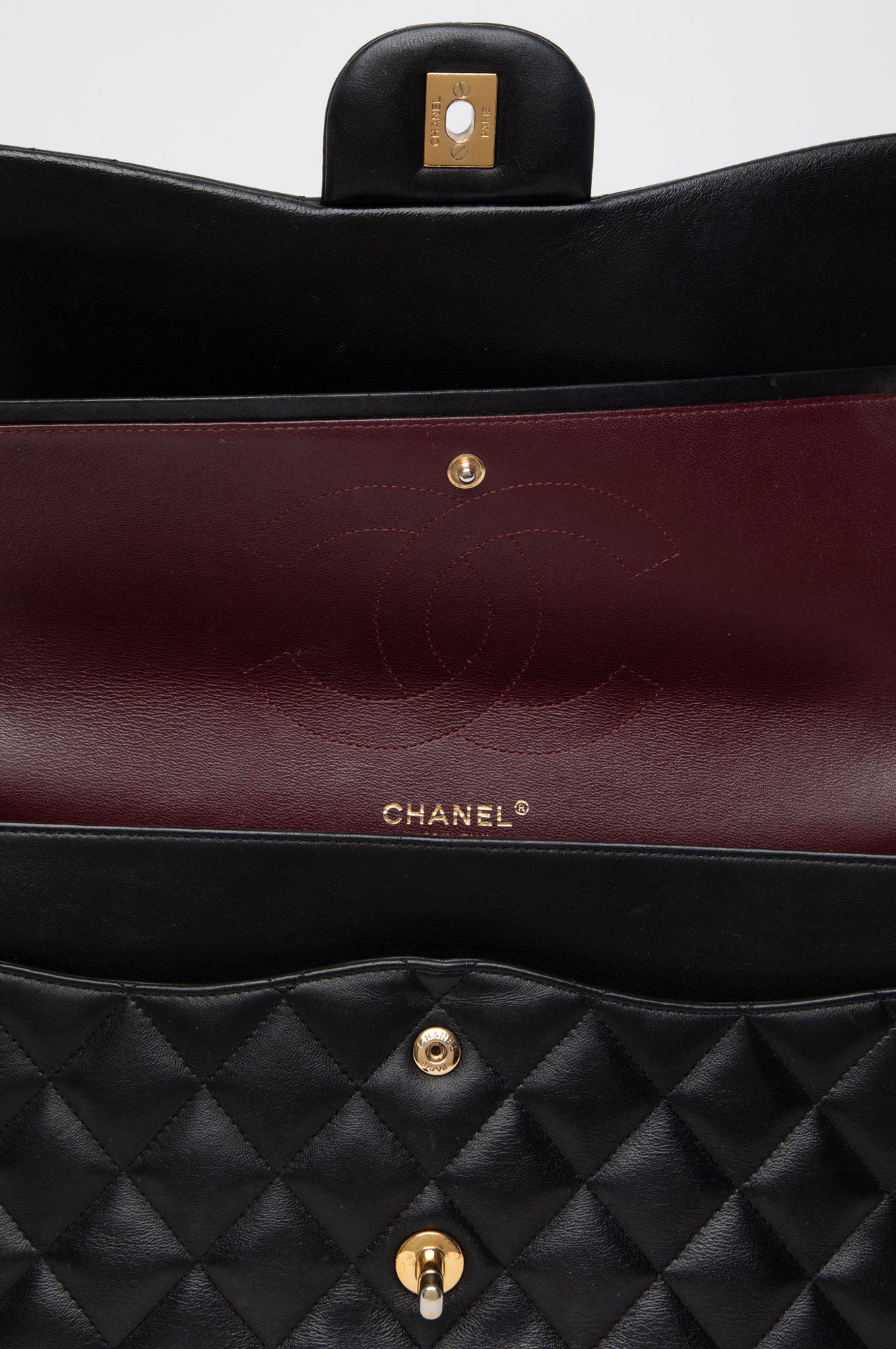 Chanel Black Lambskin Classic Flap Jumbo Bag
