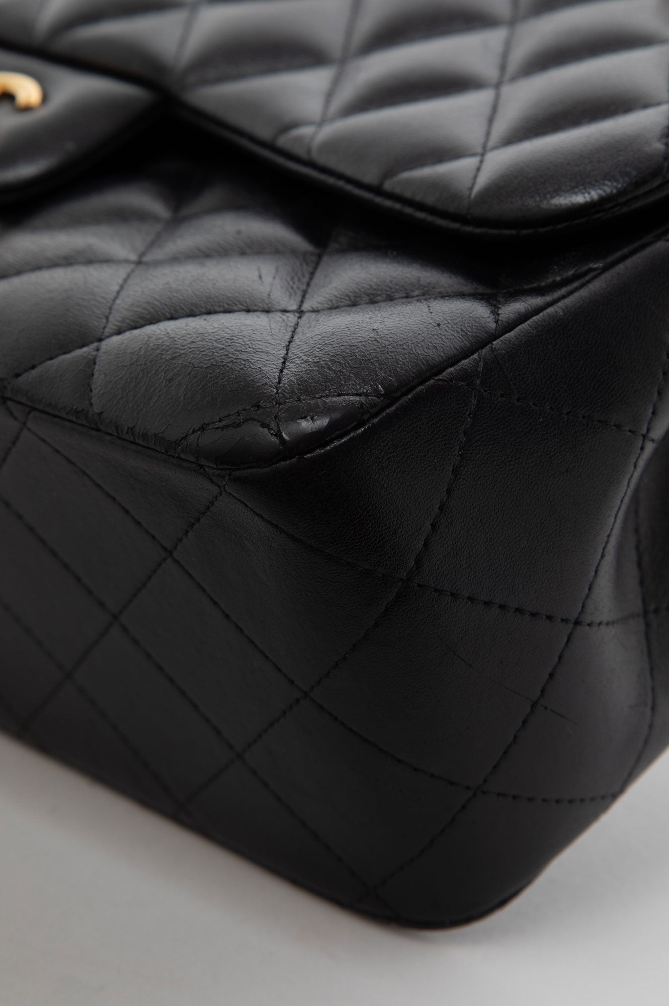 Chanel Black Lambskin Classic Flap Jumbo Bag