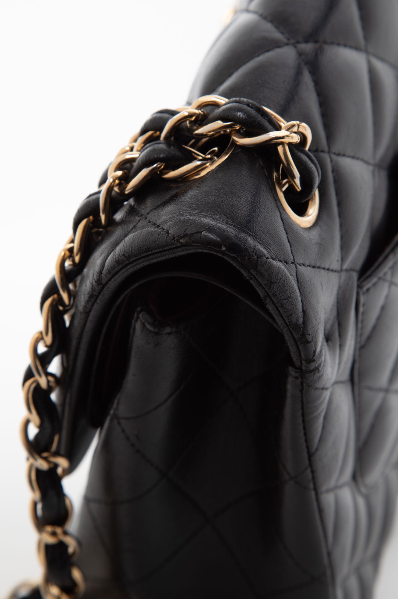 Chanel Black Lambskin Classic Flap Jumbo Bag