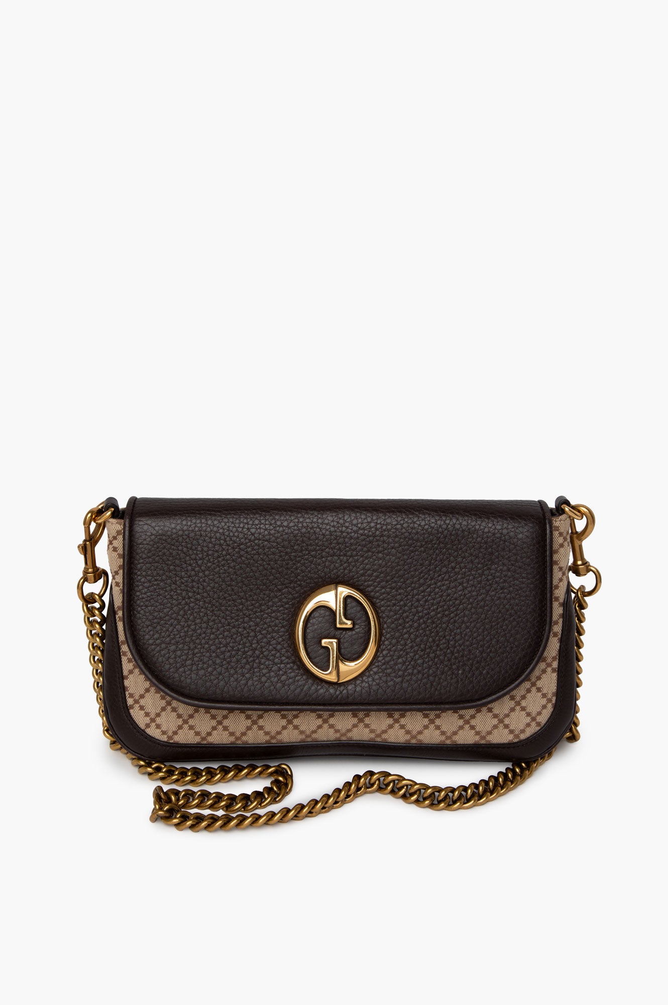 Gucci Brown Diamante Chain Bag