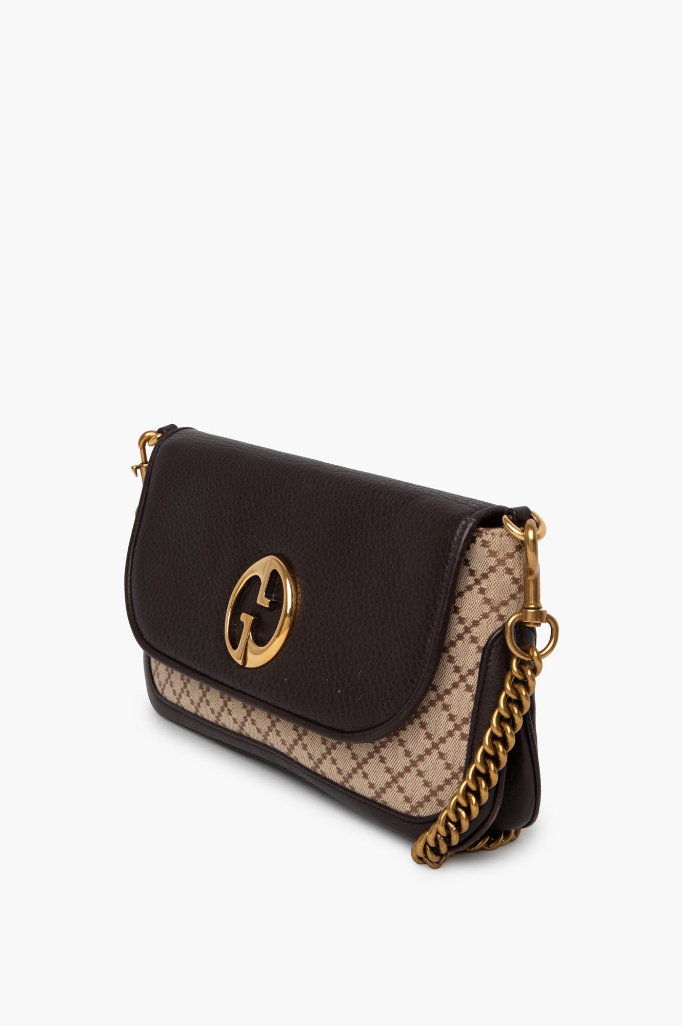 Gucci Brown Diamante Chain Bag