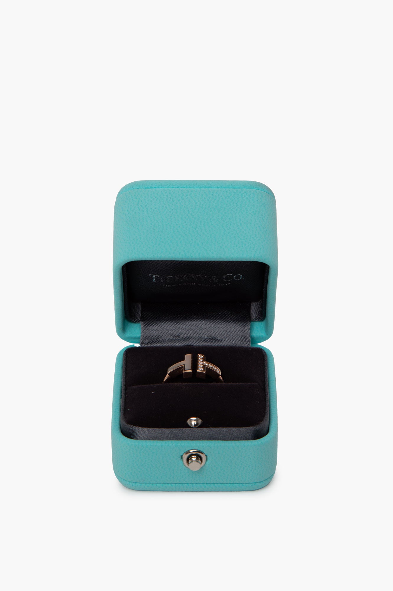 Tiffany & Co Rose Gold Diamonds and MOP T Wire Ring Size 4