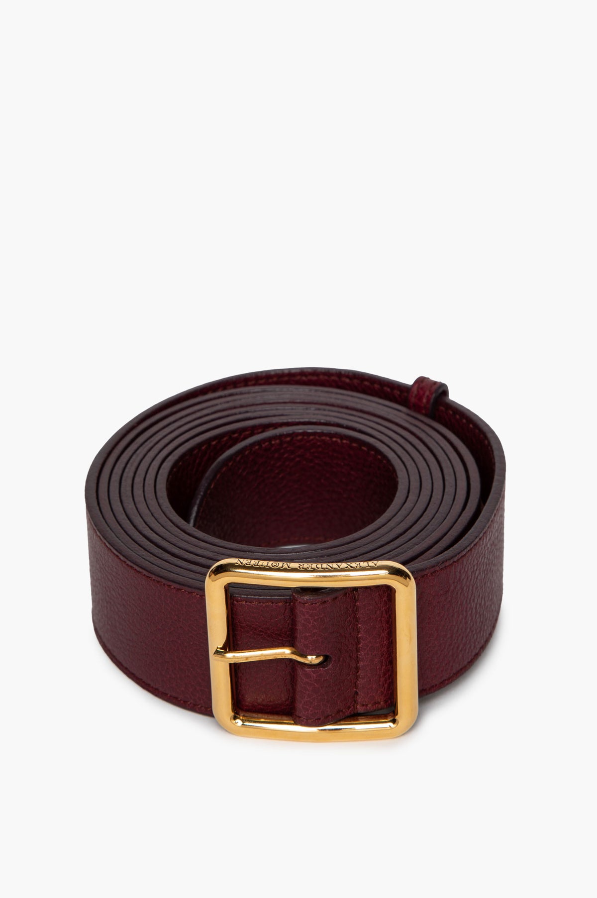 Alexander McQueen Burgundy Leather Belt
