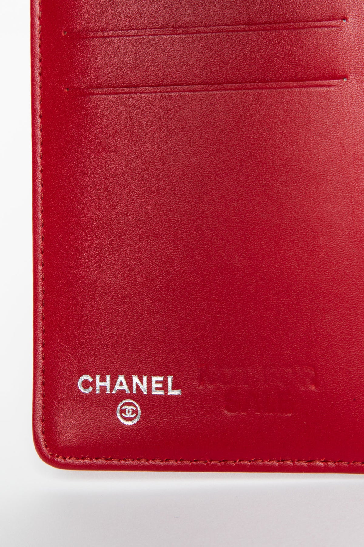 Chanel Red Patent Camellia Embossed Wallet