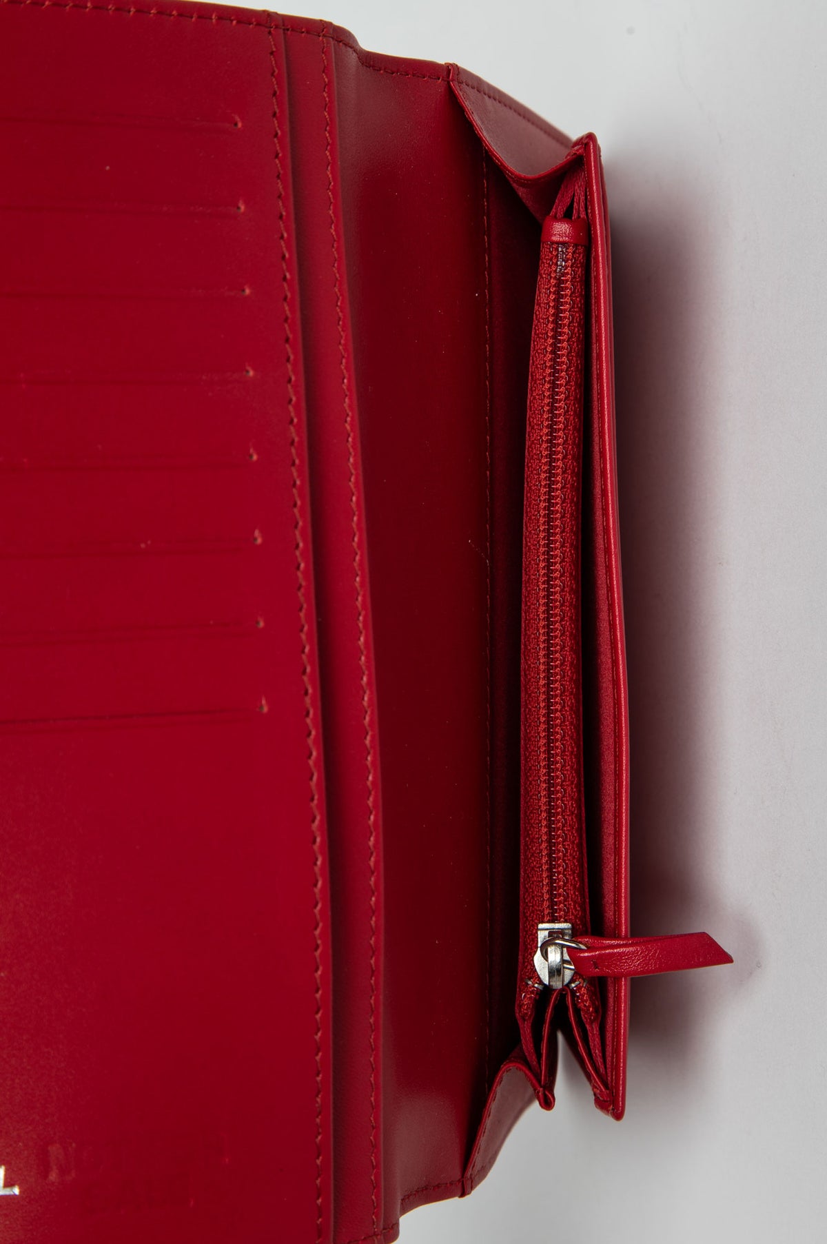 Chanel Red Patent Camellia Embossed Wallet