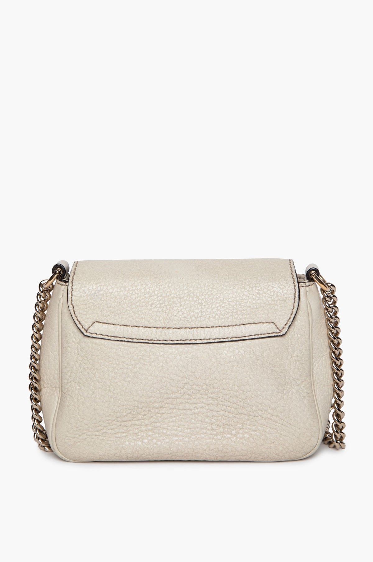 Gucci White Pebbled Leather Small Soho Chain Crossbody Bag