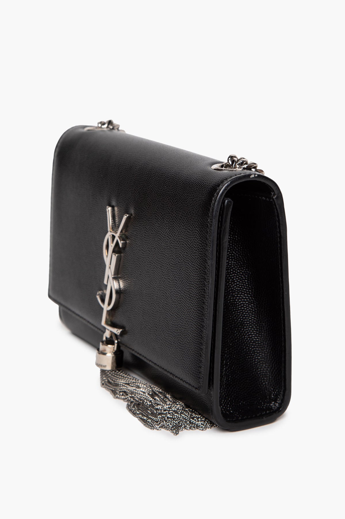 Saint Laurent Black Grain de Poudre Kate Tassel Bag