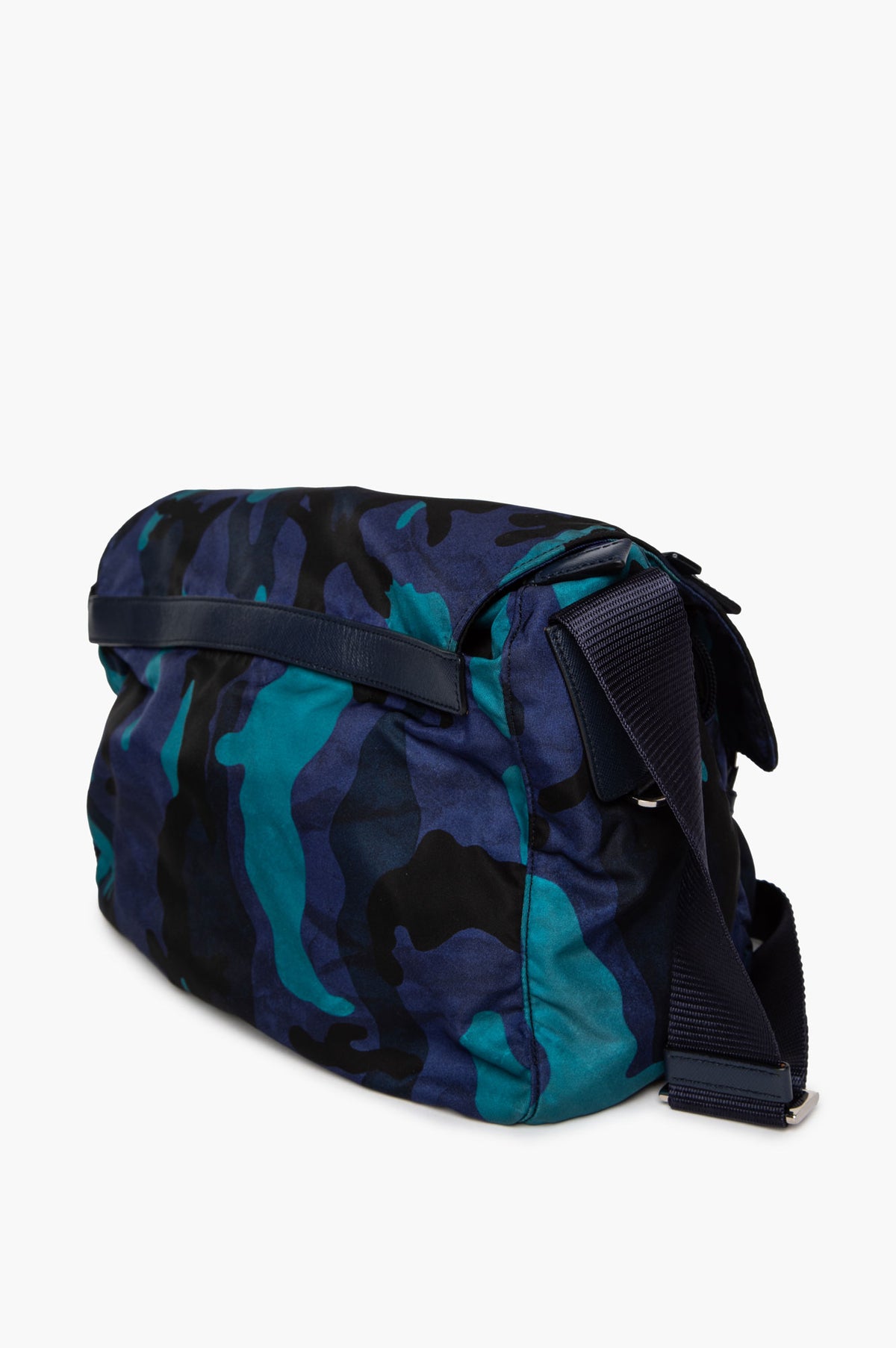 Prada Blue Camo Tessuto Nylon Messenger Bag
