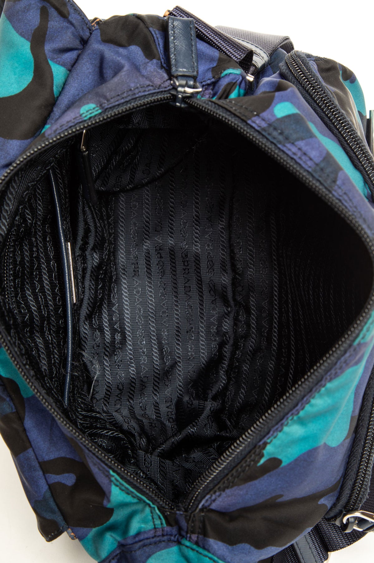 Prada Blue Camo Tessuto Nylon Messenger Bag