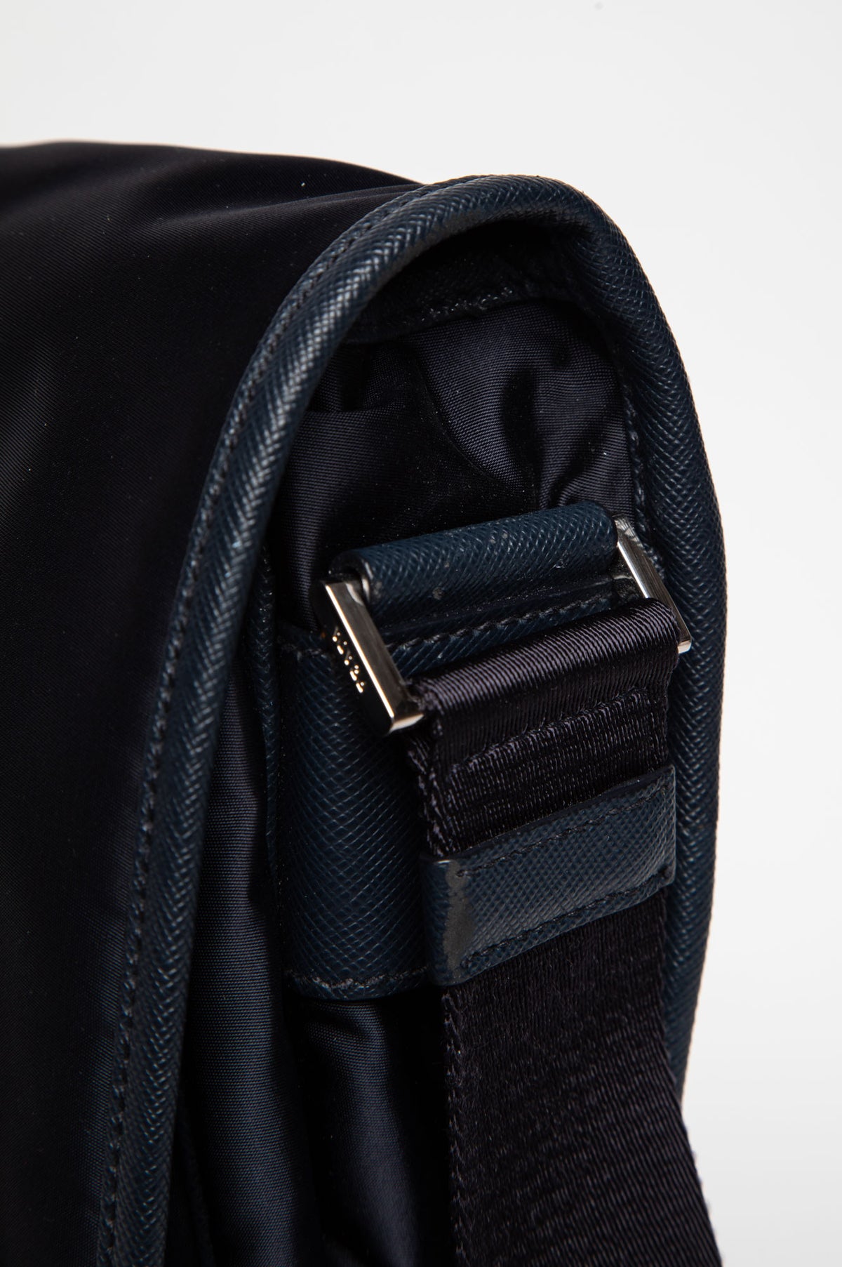Prada Navy Tessuto Nylon Saffiano Trimmed Messenger Bag