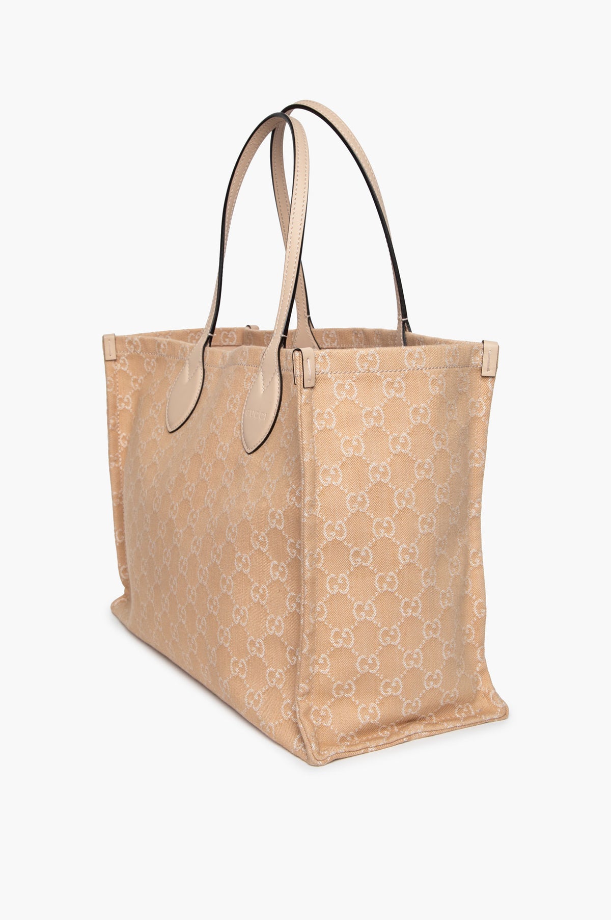 Gucci Beige GG Canvas Denim Tote GM