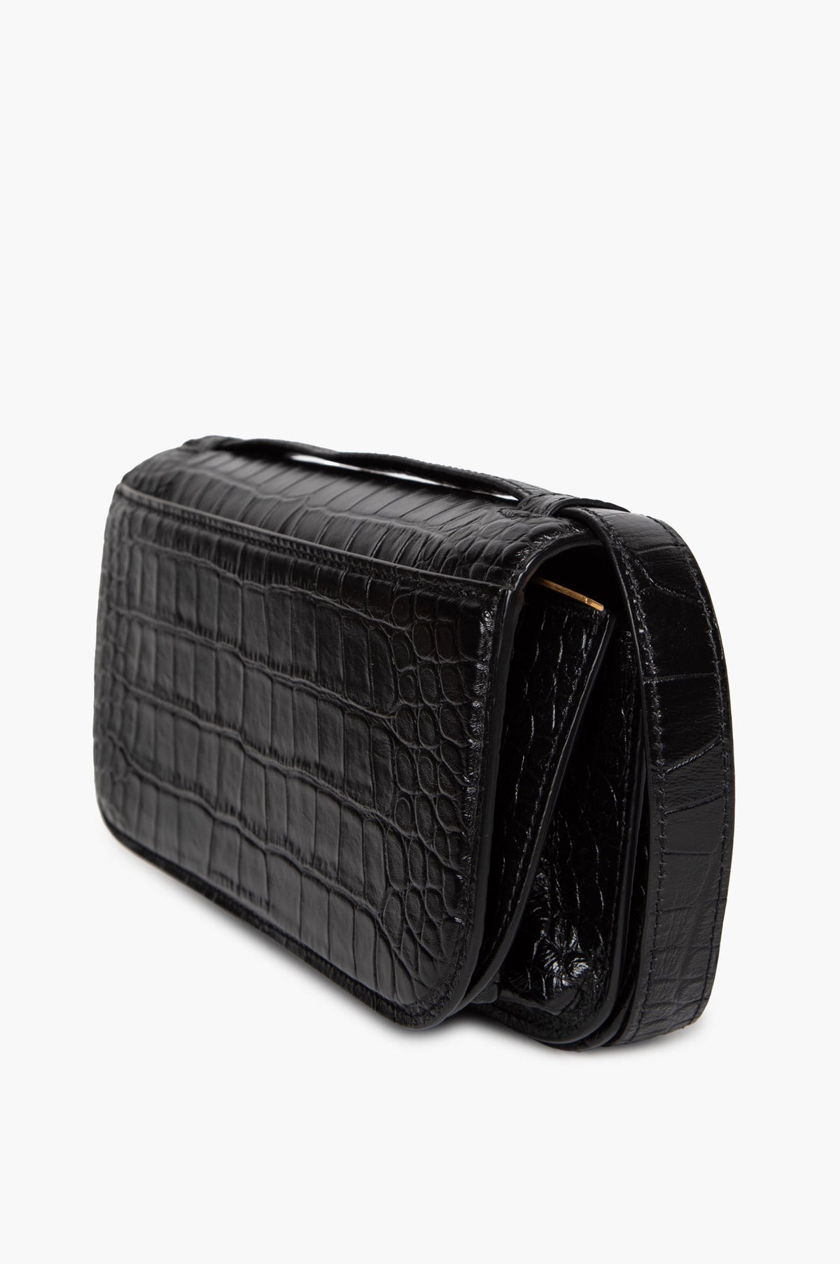 Balenciaga Black Crocodile-Embossed Small Gossip Bag