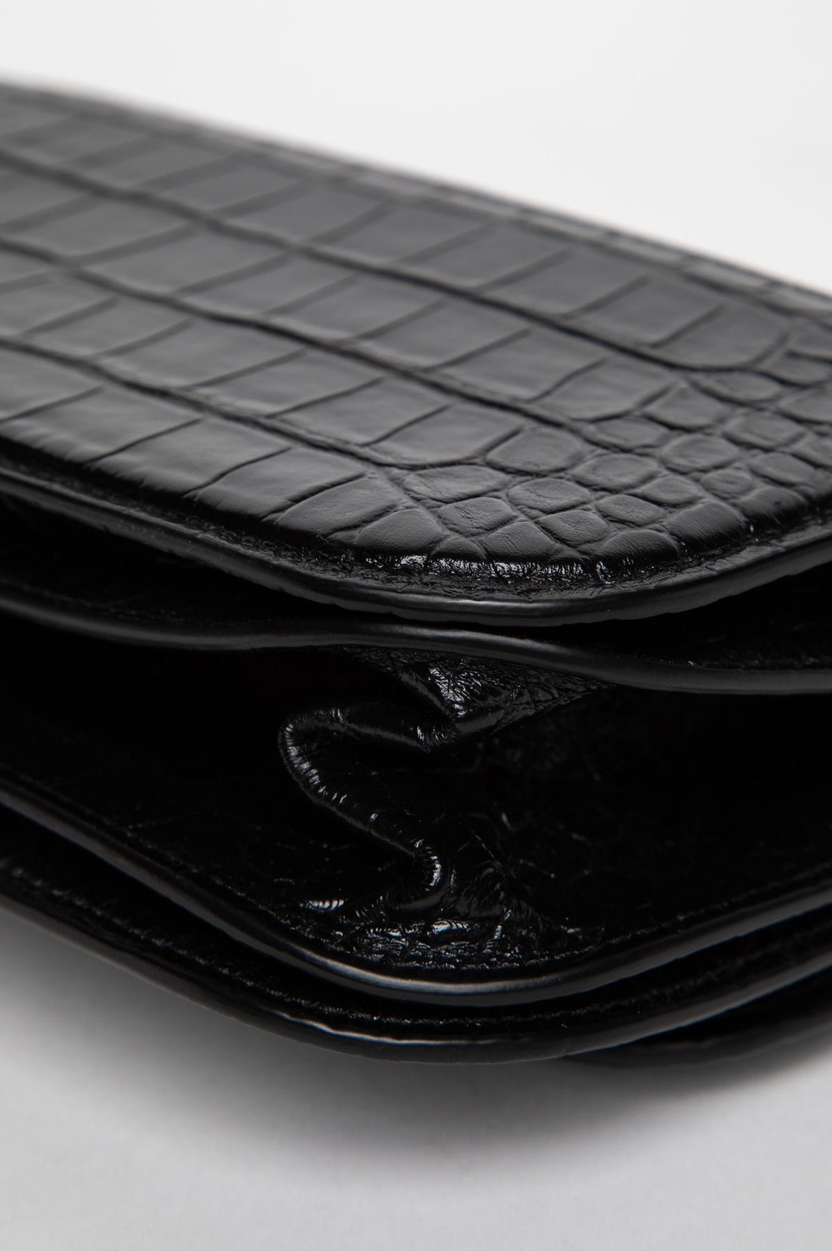 Balenciaga Black Crocodile-Embossed Small Gossip Bag