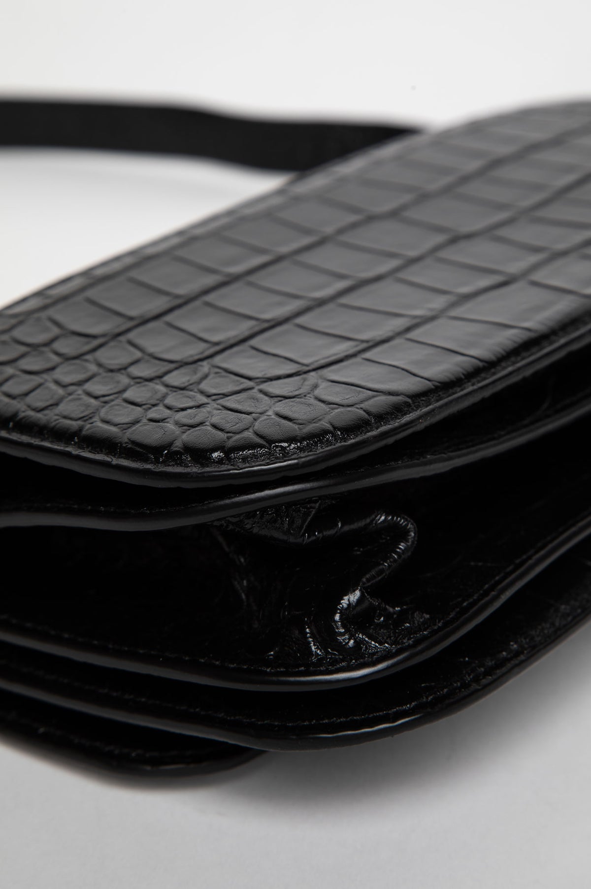 Balenciaga Black Crocodile-Embossed Small Gossip Bag