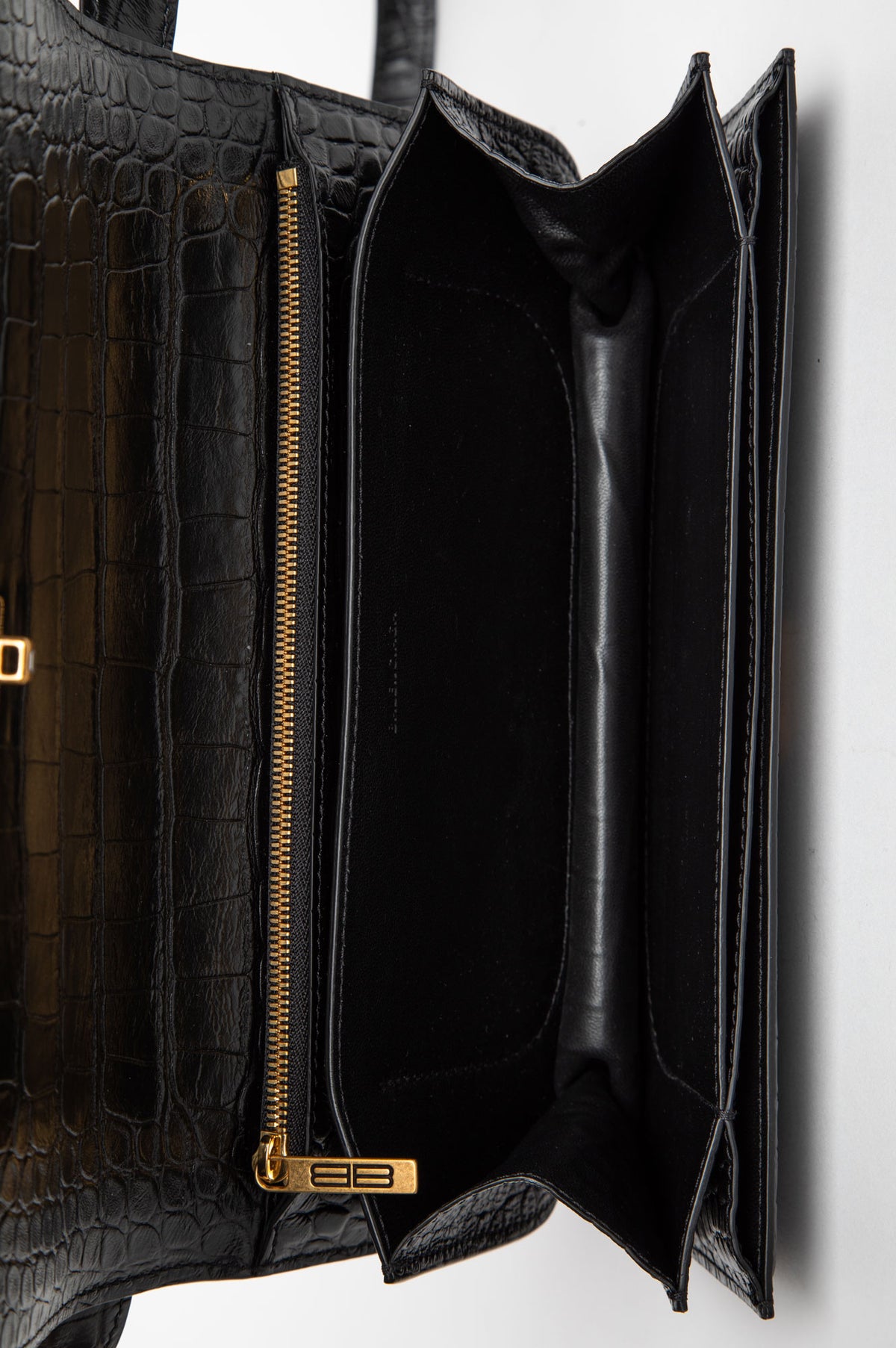 Balenciaga Black Crocodile-Embossed Small Gossip Bag