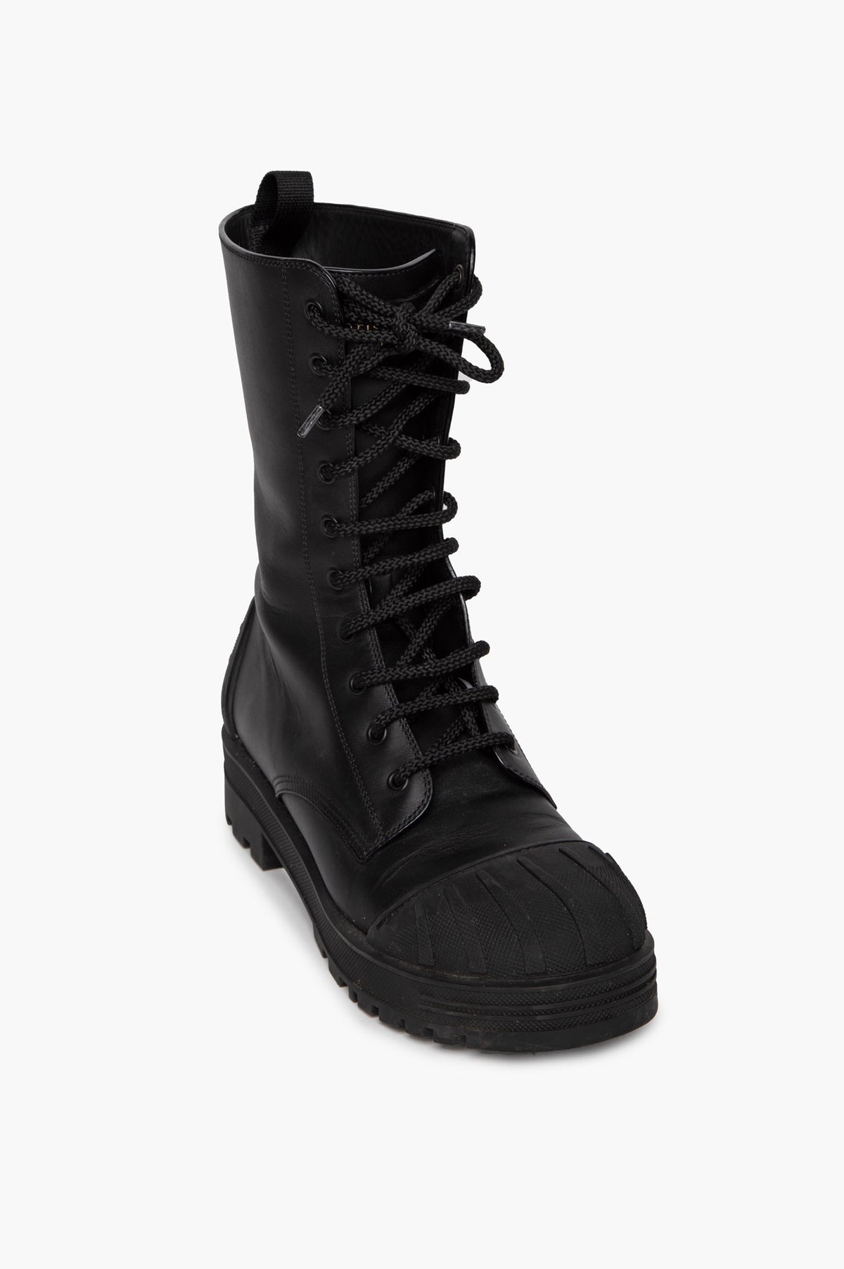 Christian Dior Black Leather Dioriron Combat Boots Size 39.5