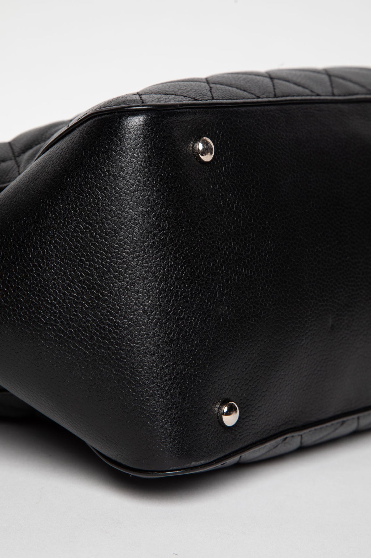 Chanel Black Quilted Caviar Box Shopping Tote