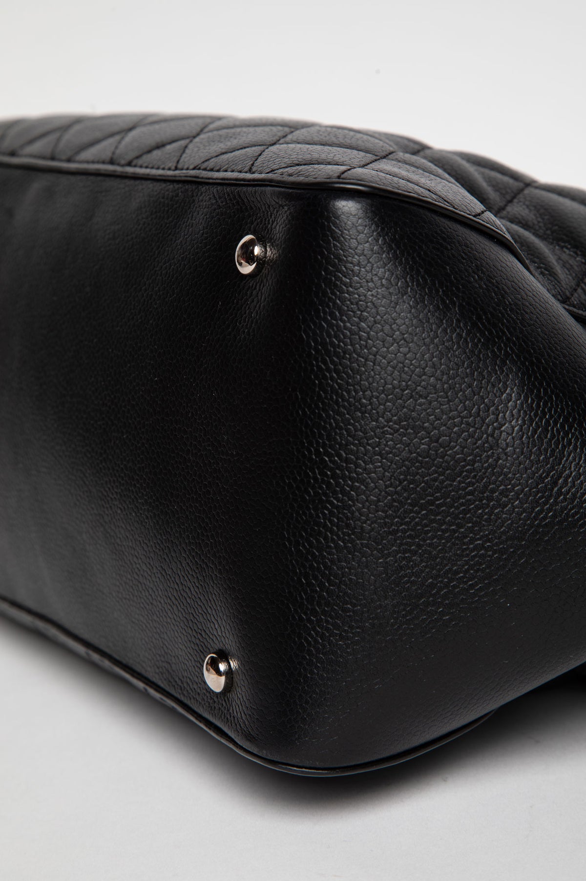 Chanel Black Quilted Caviar Box Shopping Tote
