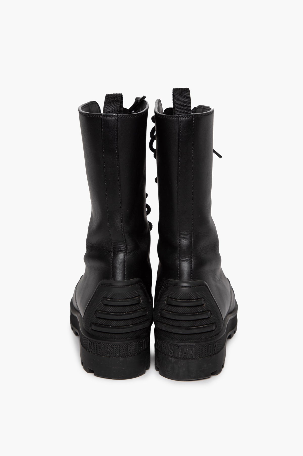 Christian Dior Black Leather Dioriron Combat Boots Size 39.5