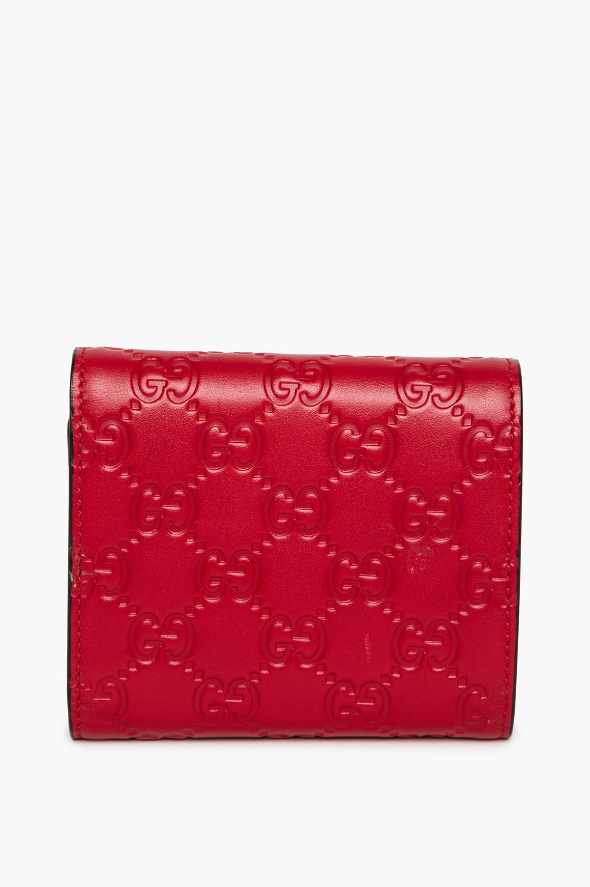 Gucci Padlock Red Monogram Trifold Wallet