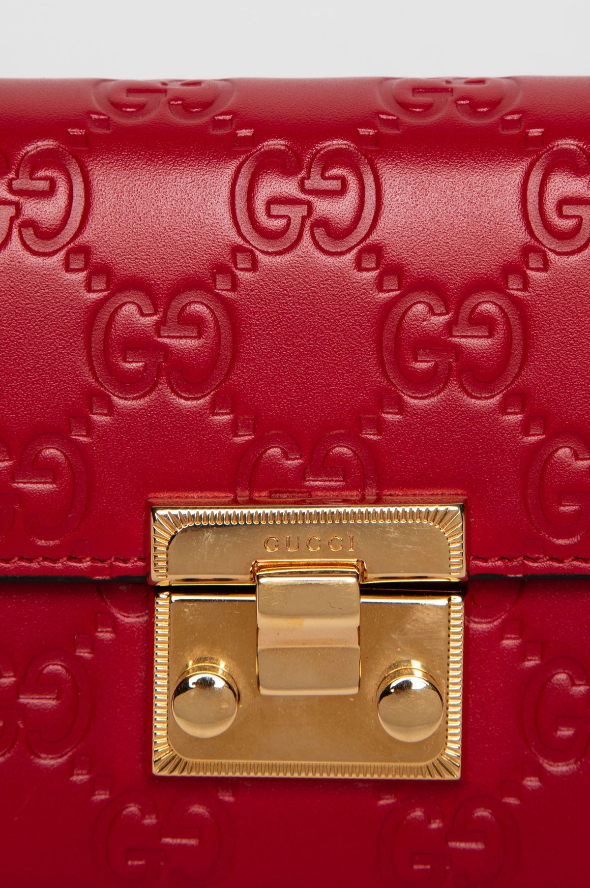 Gucci Padlock Red Monogram Trifold Wallet